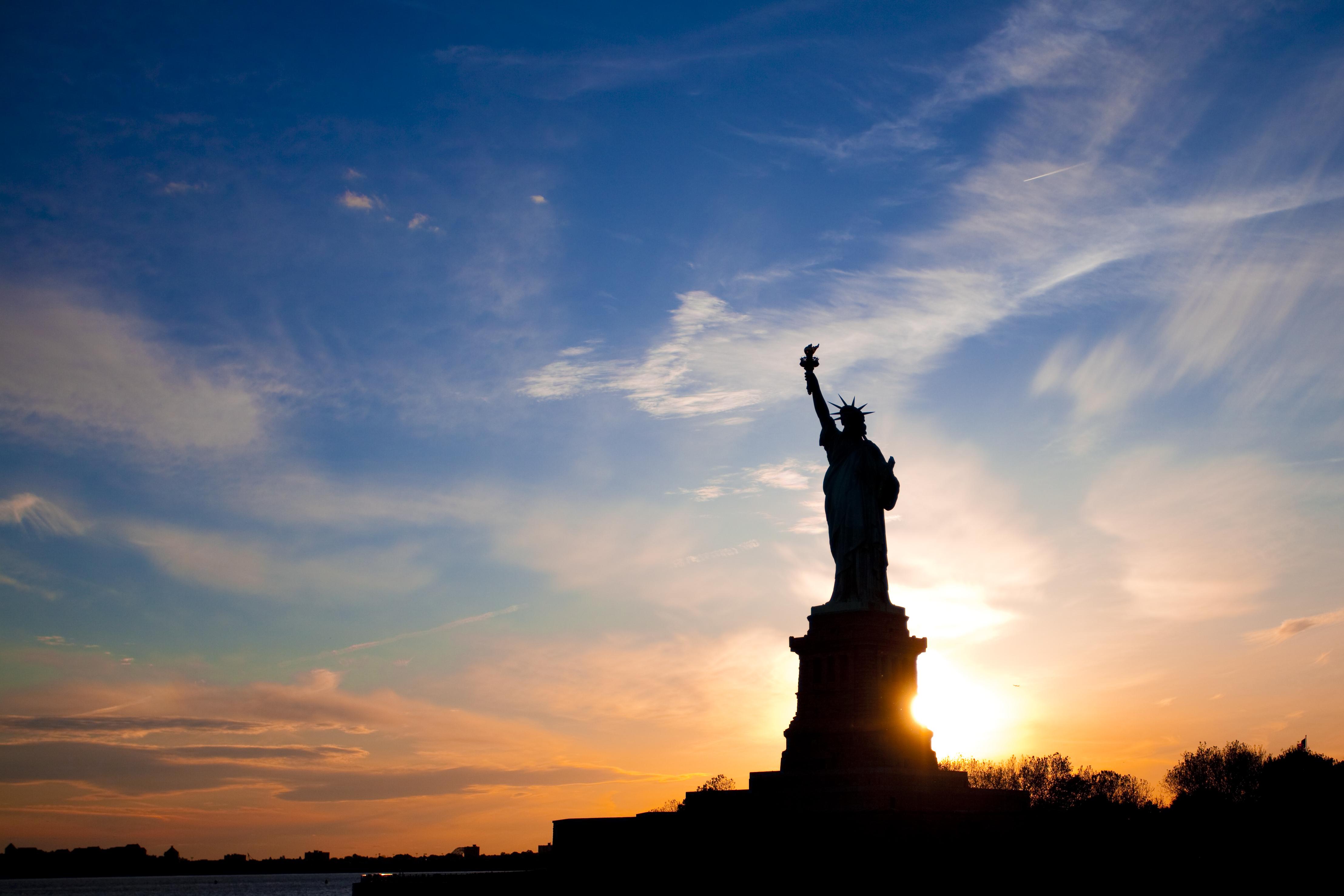 4432x2955 Wallpaper Silhouette of Statue of Liberty During Sunset, Background Free Image