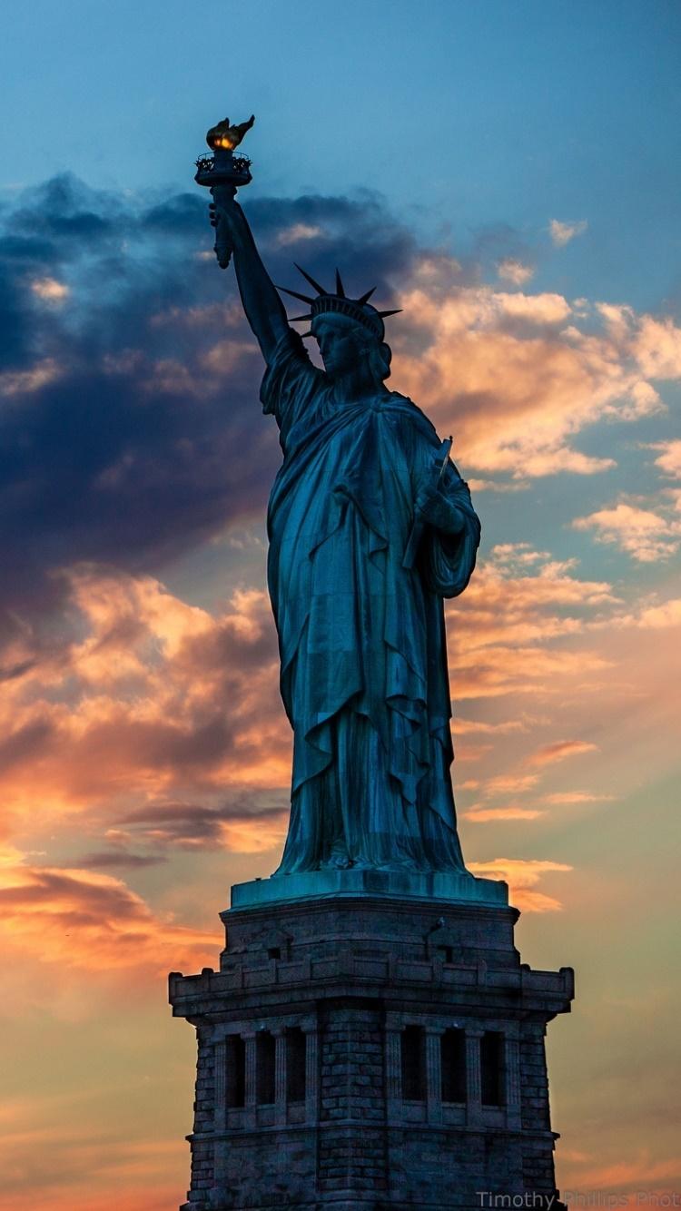 750x1334 Wallpaper / Man Made Statue of Liberty Phone Wallpaper, Sunset, Sky, Sunrise, Cloud, 750x1334 free download
