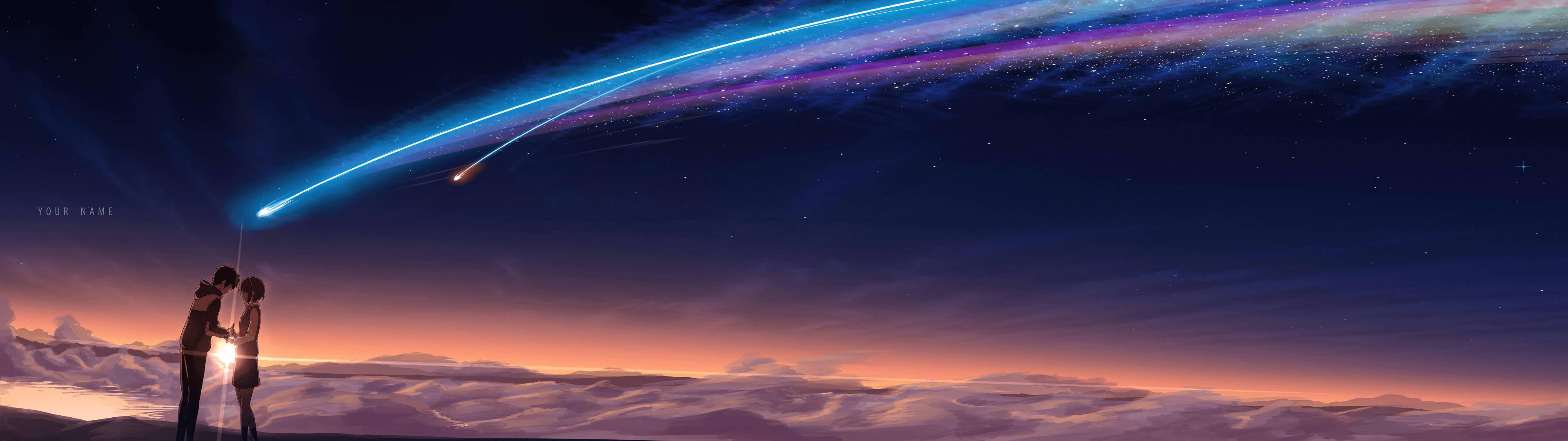 3840x1080 Download Anime Couple Dual Screen Wallpaper