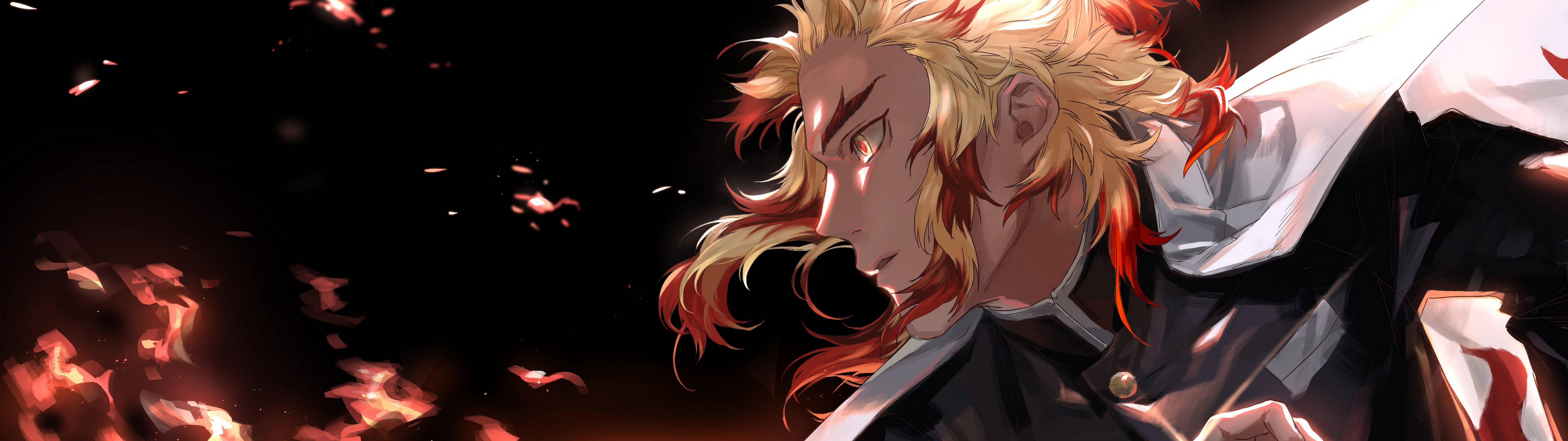 7680x2160 Demon Slayer Dual Monitor Wallpaper