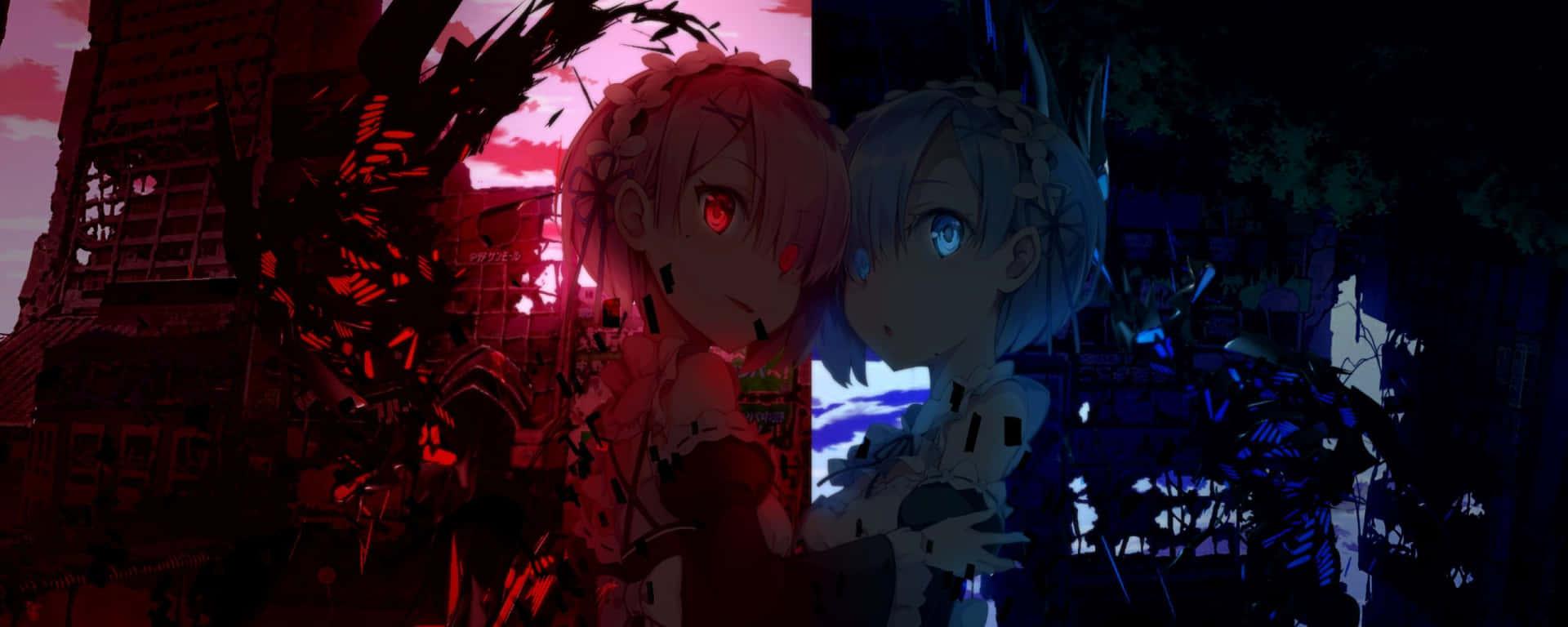 1920x768 Download Dual Monitor Anime Rem And Ram Twin Sisters Wallpaper