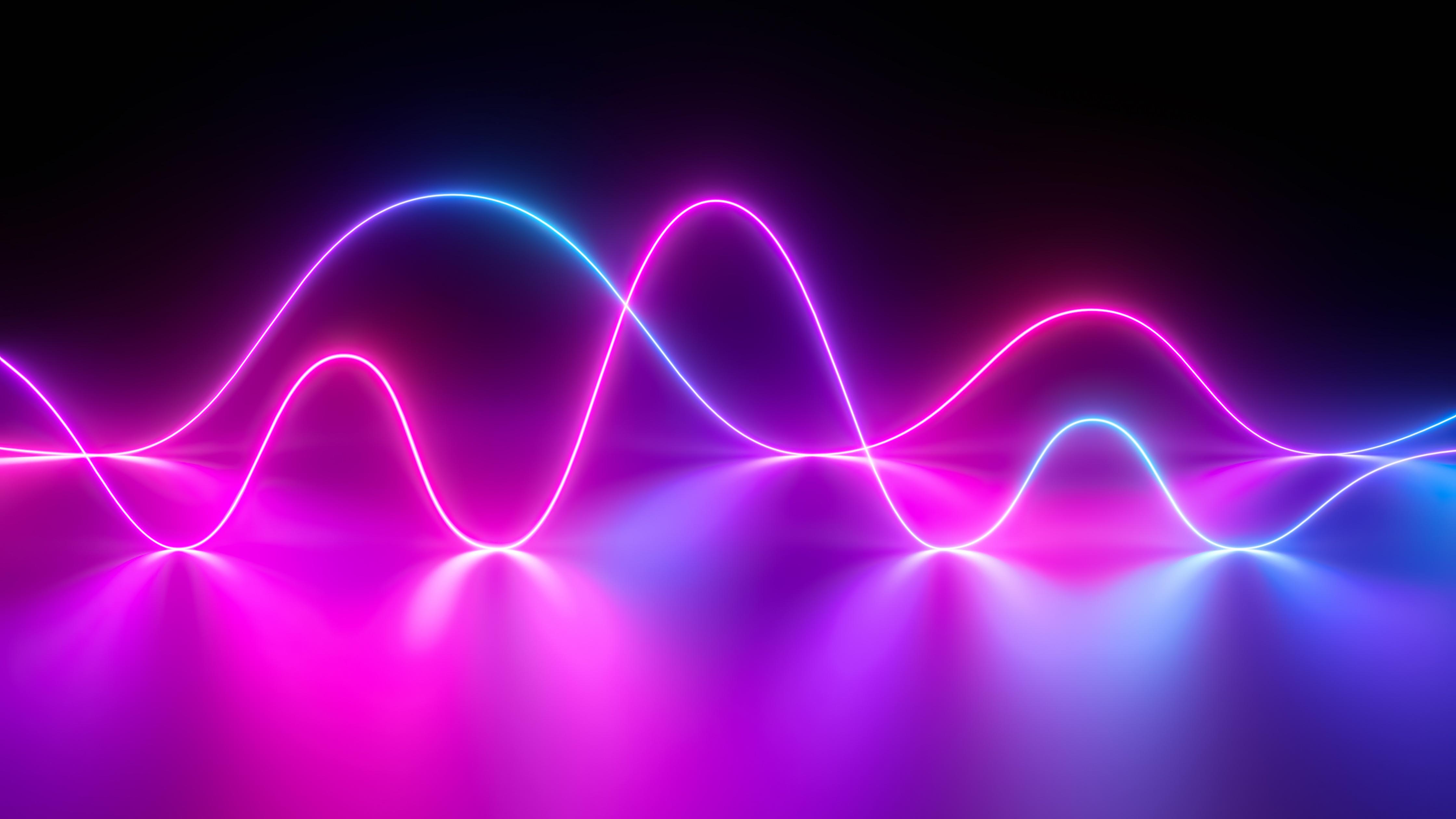 4480x2520 Neon light Wallpaper 4K, Waves, Huawei MediaPad, Abstract