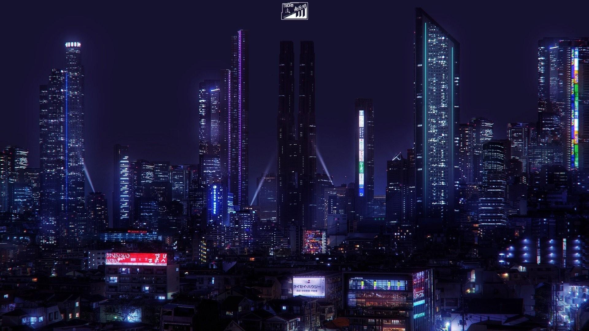 1920x1080 Neon City Wallpaper