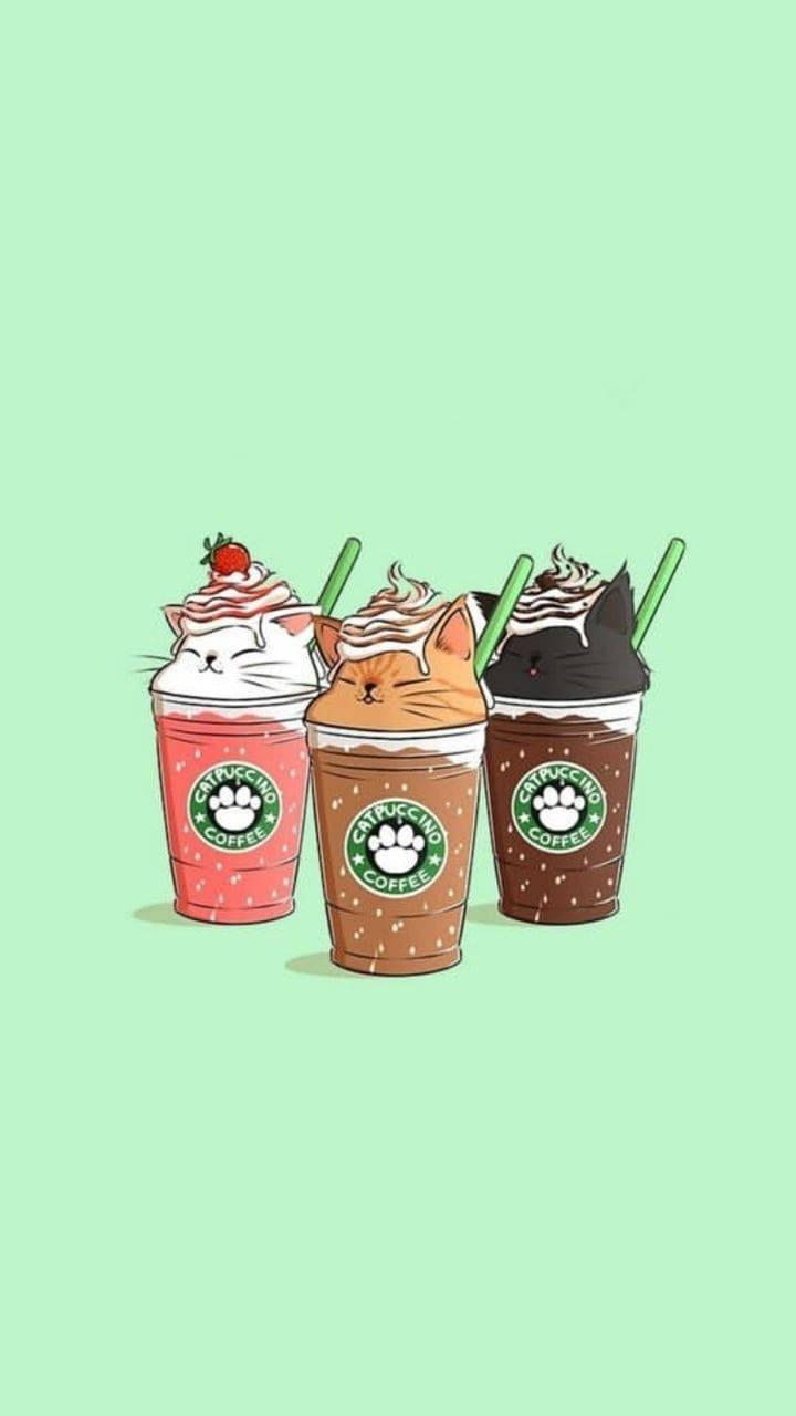 720x1280 Download Cute Starbucks Neko Drink Cups Wallpaper