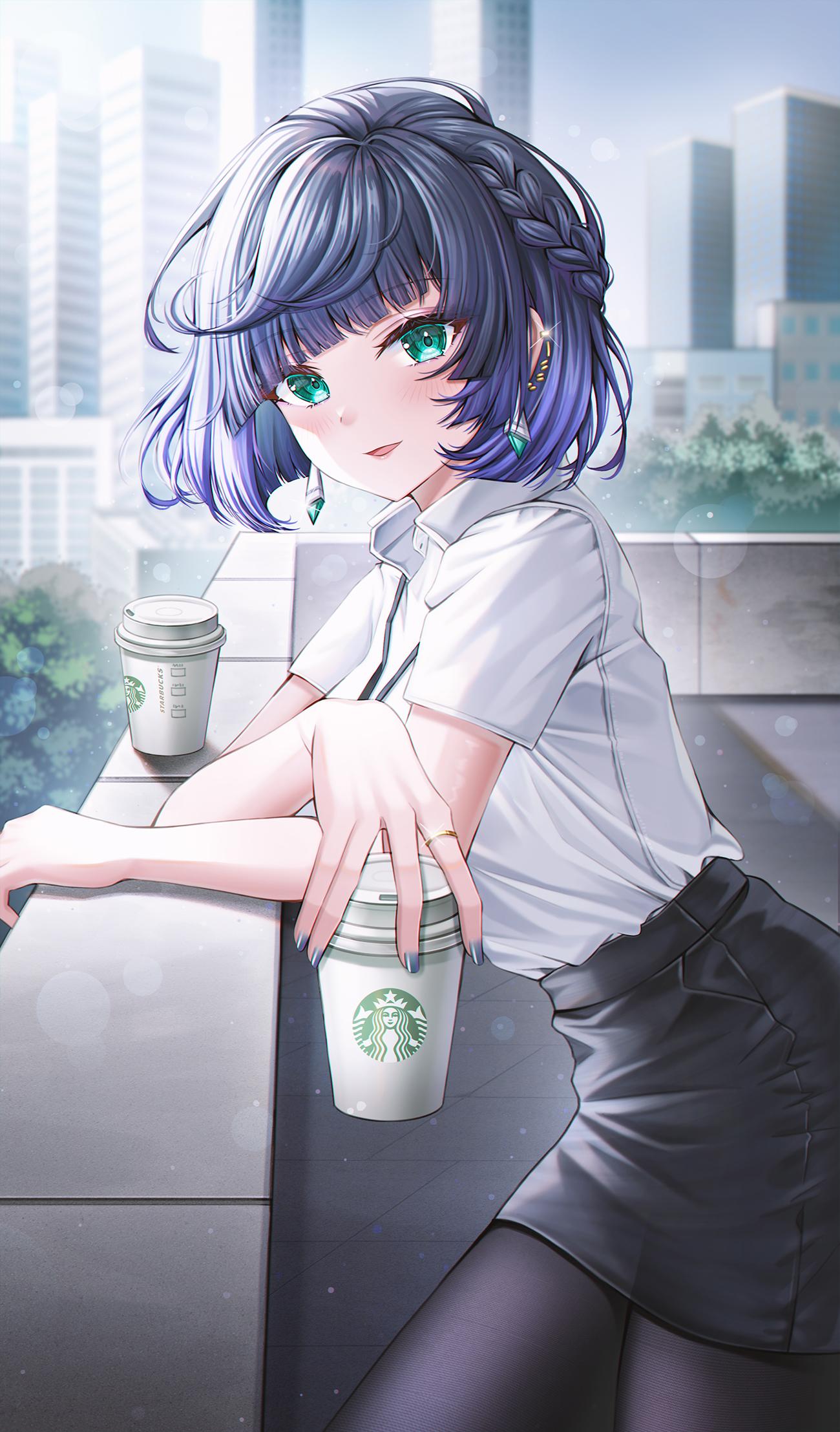 1300x2215 Genshin Impact Yelan Genshin Impact Starbucks Coffee Video Game Characters Video Game Girls Black Pa Wallpaper:1300x2215