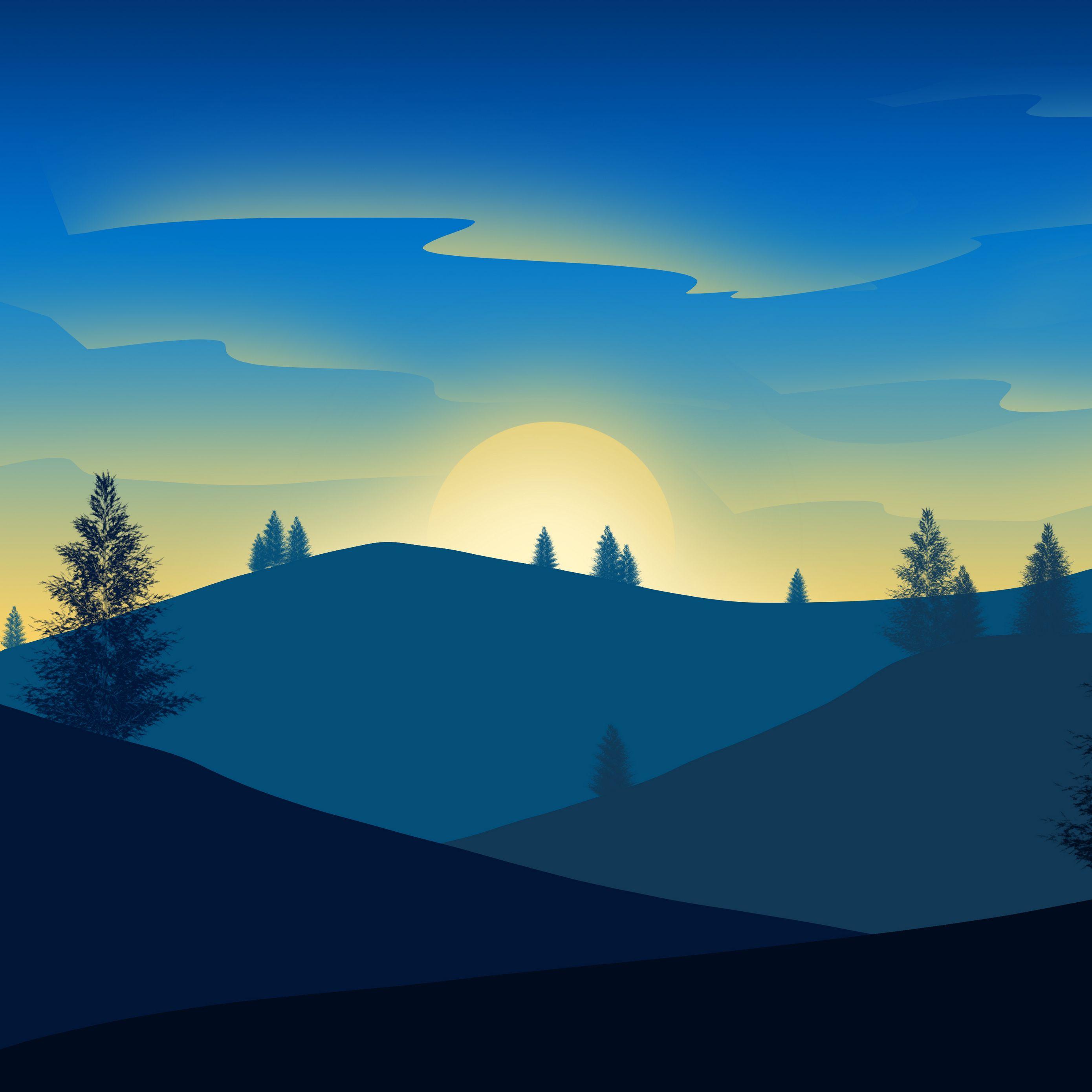 2780x2780 Download wallpaper 2780x2780 dawn, sun, vector, hills ipad air, ipad air ipad ipad ipad mini ipad mini ipad mini ipad pro 9.7 for parallax HD background
