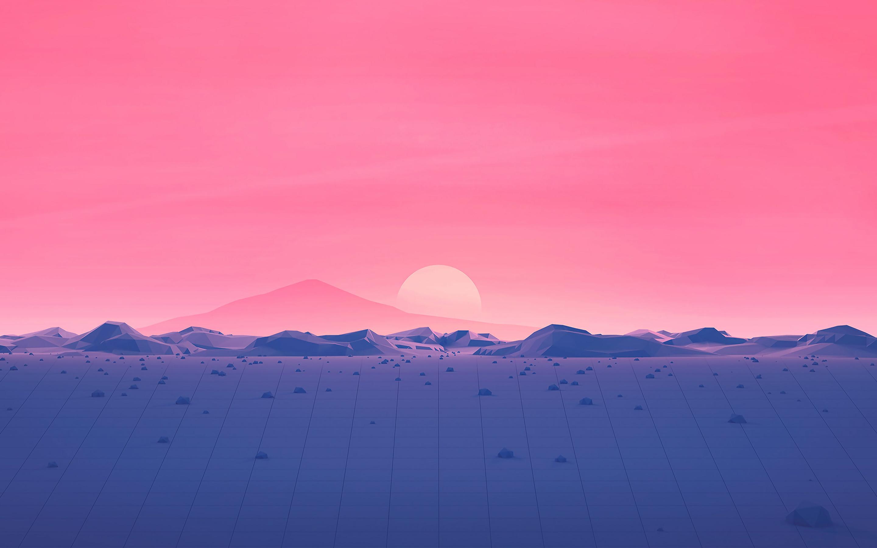 2880x1800 Hotizons Sunset Polygon Surface Mountains 4k Minimalism Macbook Pro Retina HD 4k Wallpaper, Image, Background, Photo and Picture