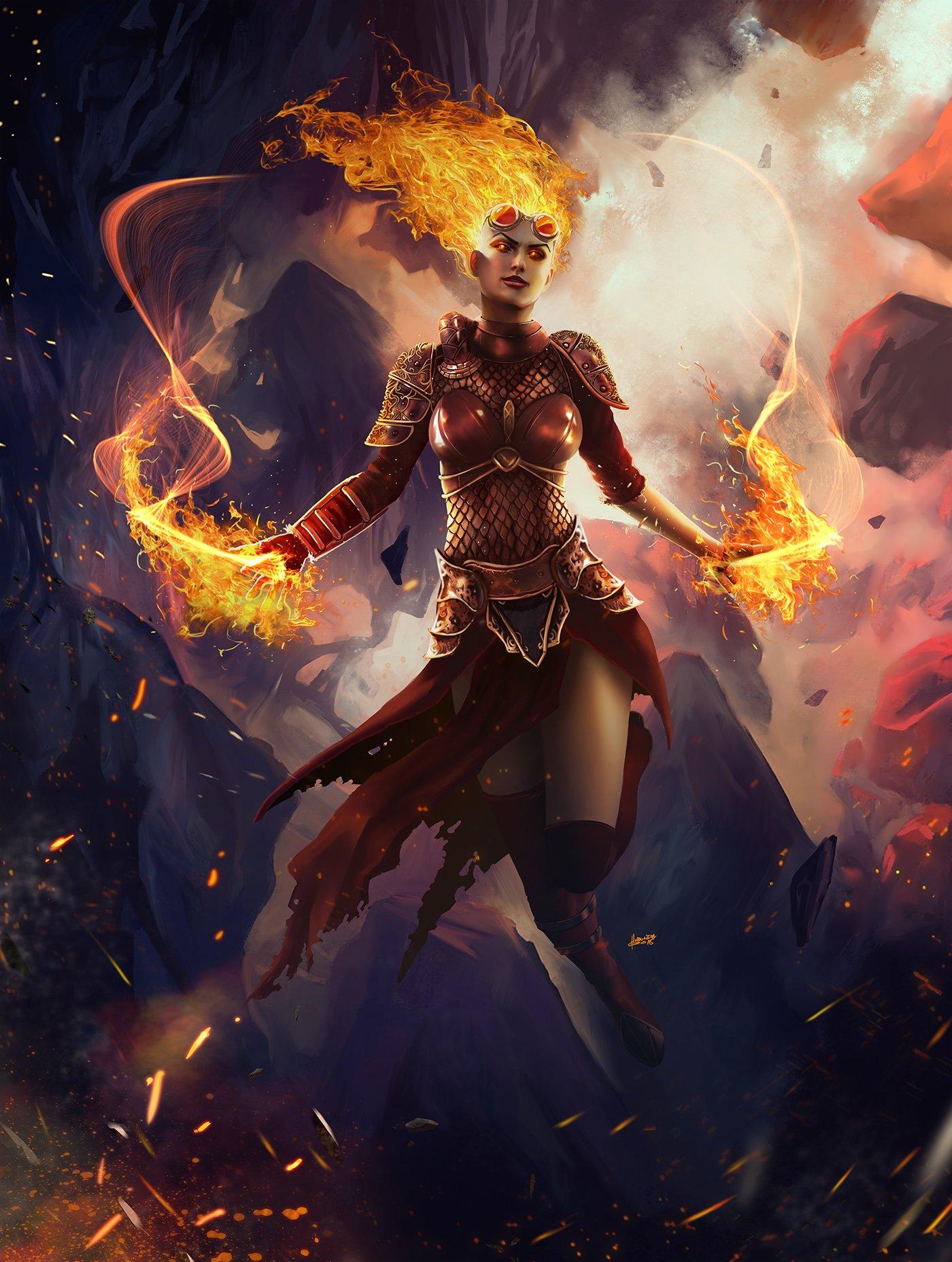 1400x1855 Team_ArtHarvey - #ArtSpeaks of the day: Inspired by #MTG Chandra Nalaar planeswalker to create this piece that says I'm good with fire I will use it to resolve whatever situation I