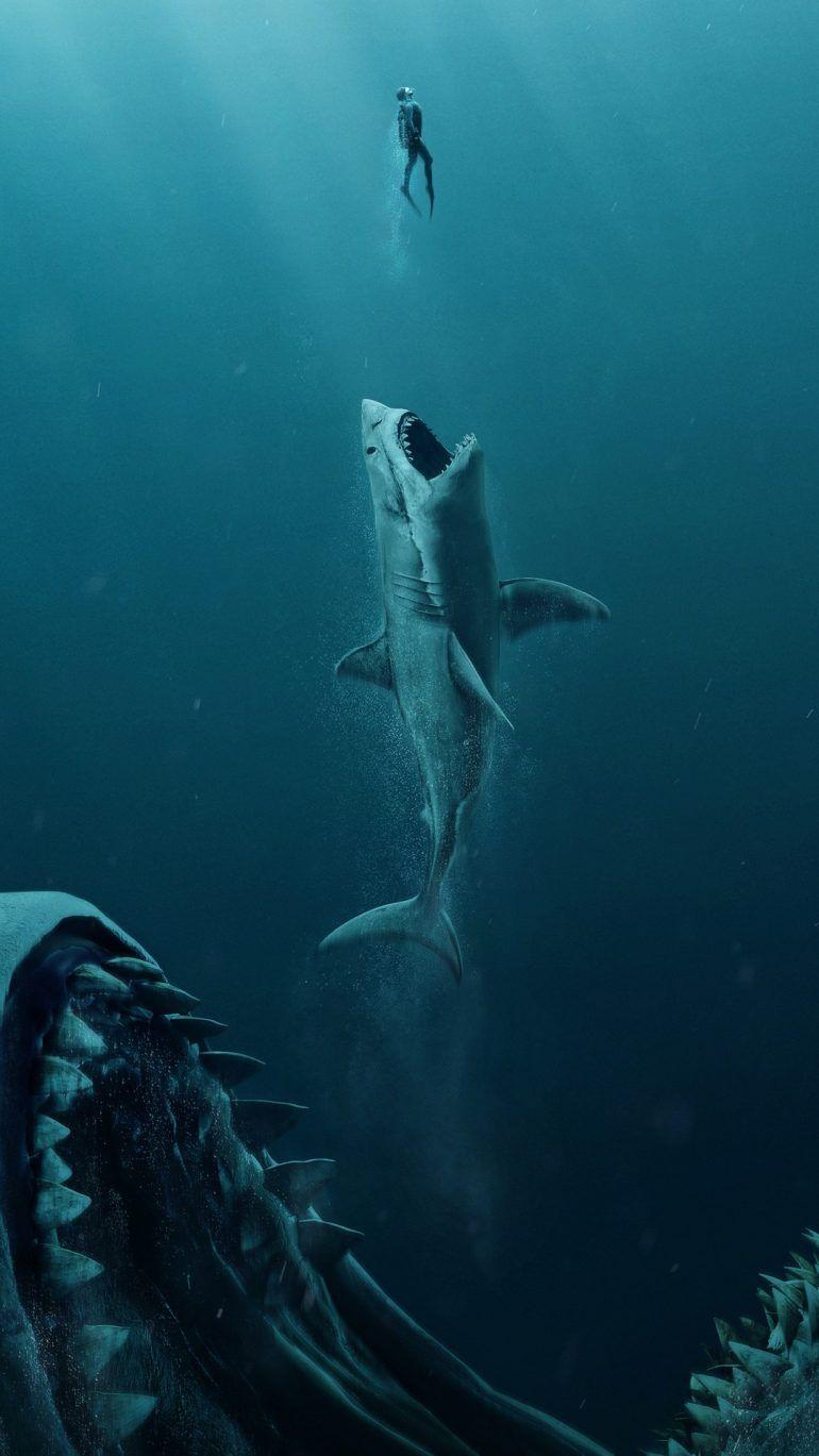 770x1369 The Meg 2018 Wallpaper. Sea creatures drawing, Scary ocean, Ocean wallpaper
