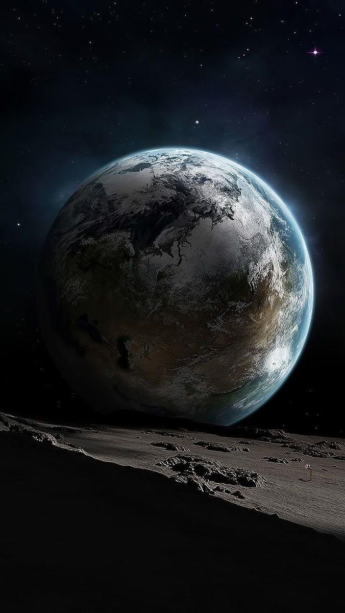 676x1200 Earth and Moon iPhone Wallpaper