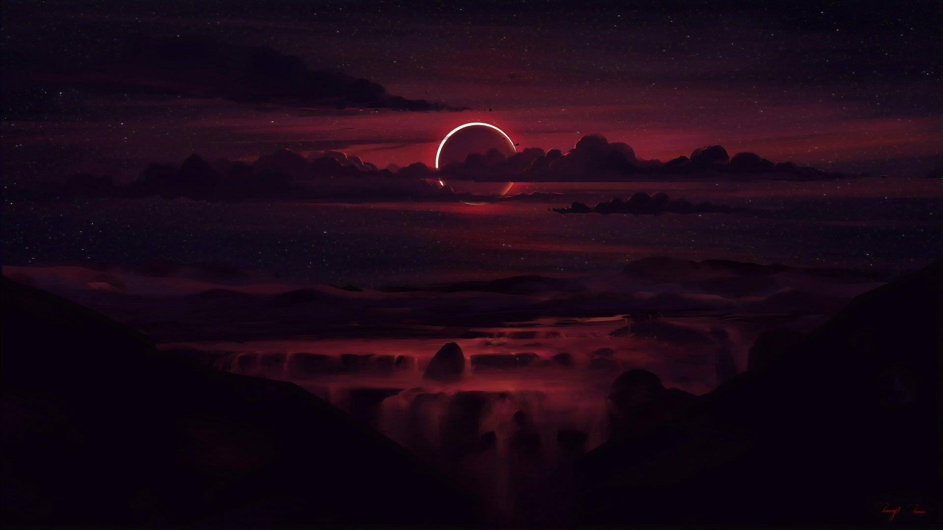 1920x1080 Red Solar Eclipse