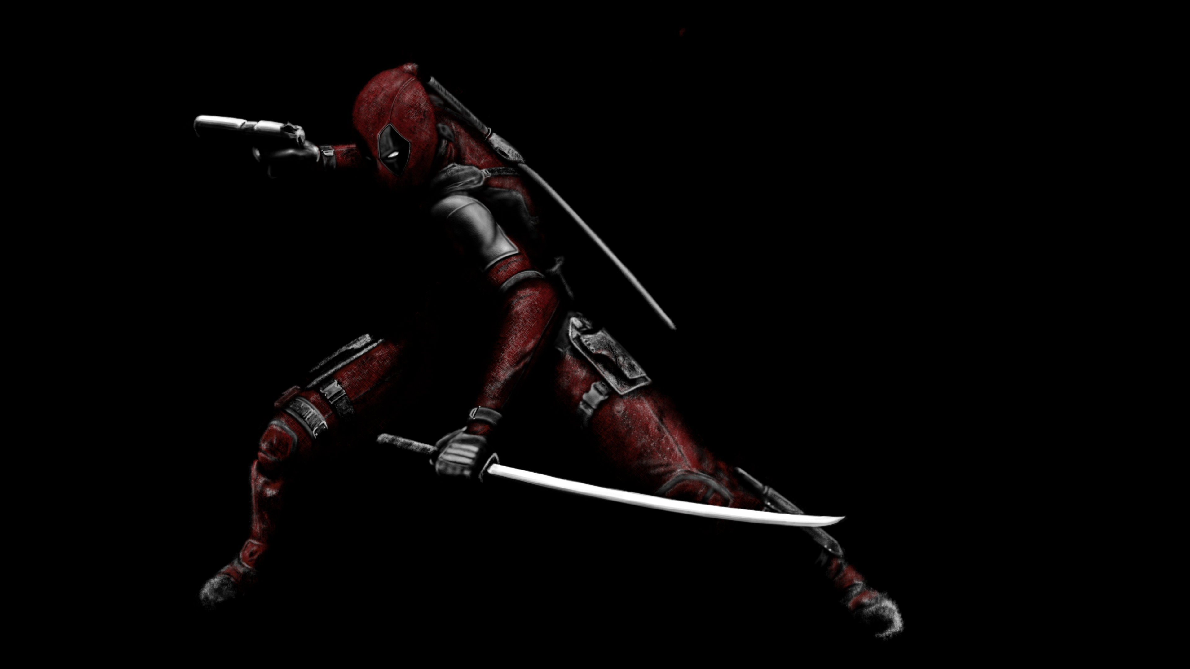 3840x2160 Deadpool Black Wallpaper