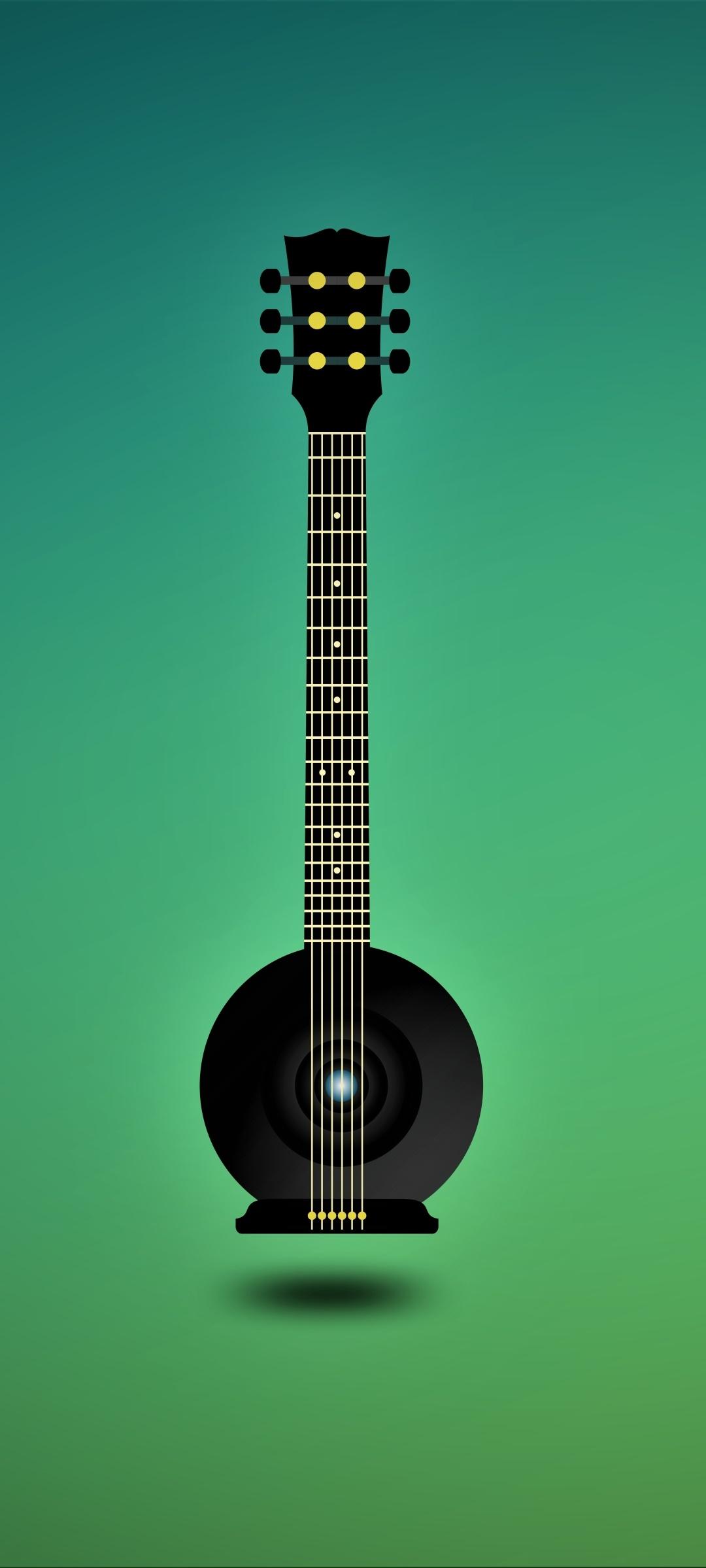 1080x2400 Wallpaper / Music Artistic Phone Wallpaper, Guitar, Minimalist, Green, 1080x2400 free download