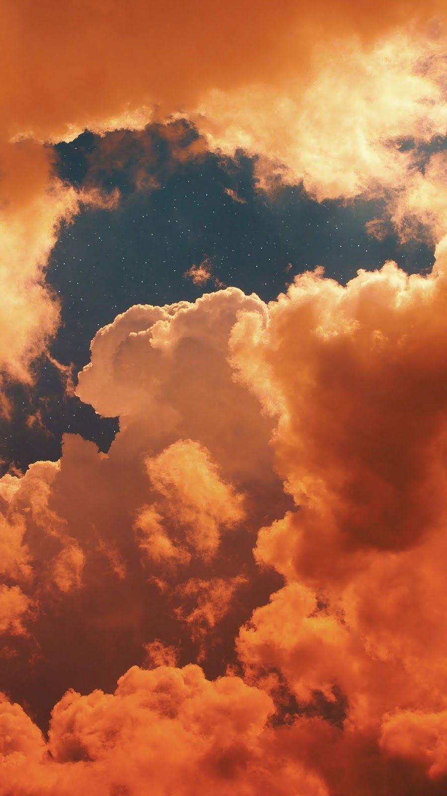 900x1600 Orange Clouds Wallpaper
