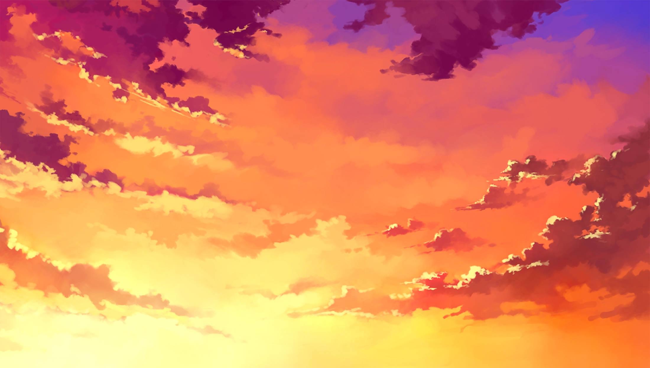 2200x1246 Download Orange Clouds In Sunset Sky Wallpaper
