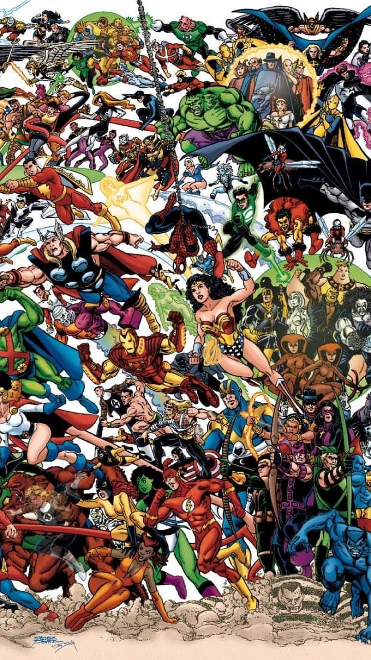 750x1334 Download Superhero Collage Wallpaper