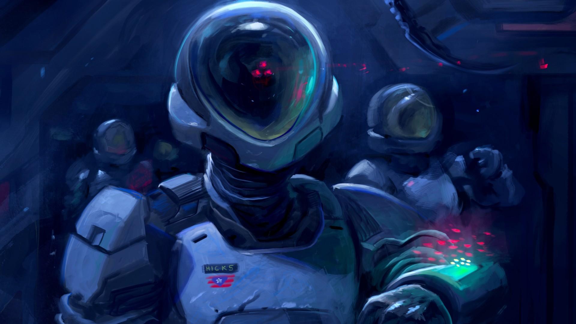 1920x1080 digital Art, Futuristic, Astronaut, Helmet, Technology, Lights, Artwork Wallpaper HD / Desktop and Mobile Background