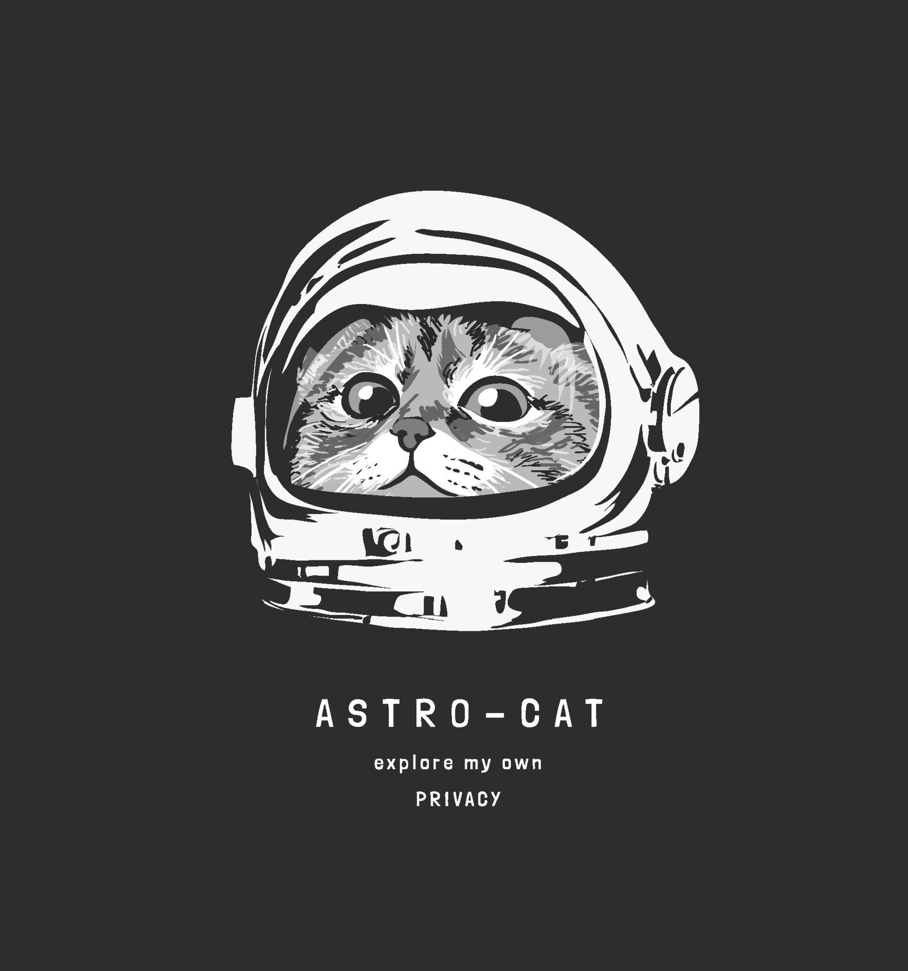 1795x1920 vector illustration cat face in astronaut helmet illustration on black background