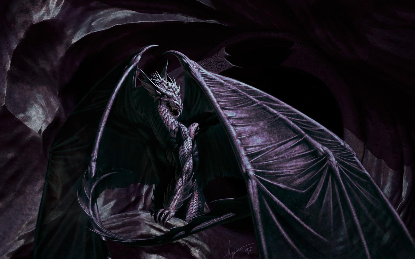 1680x1050 Anime Dark Dragon Wallpaper