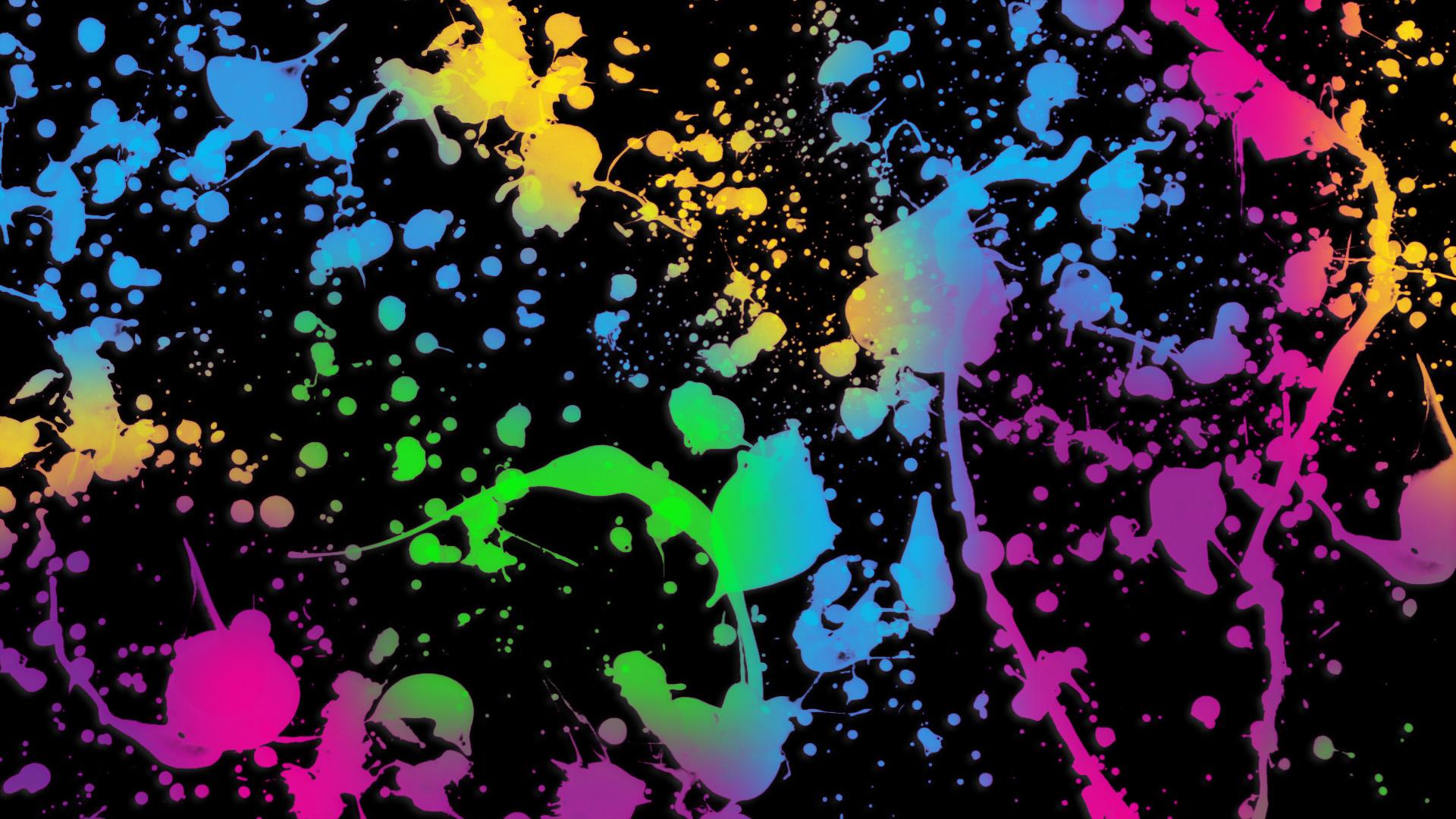 Neon Rainbow Paint Splatter Background — drypdesigns