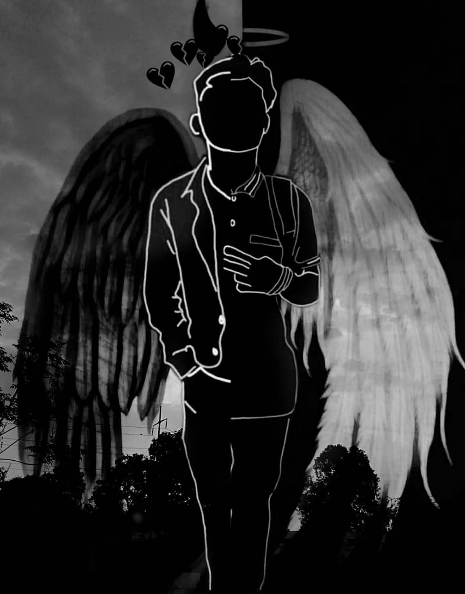 1504x1920 Download Dark Angel Black And White Wings Wallpaper