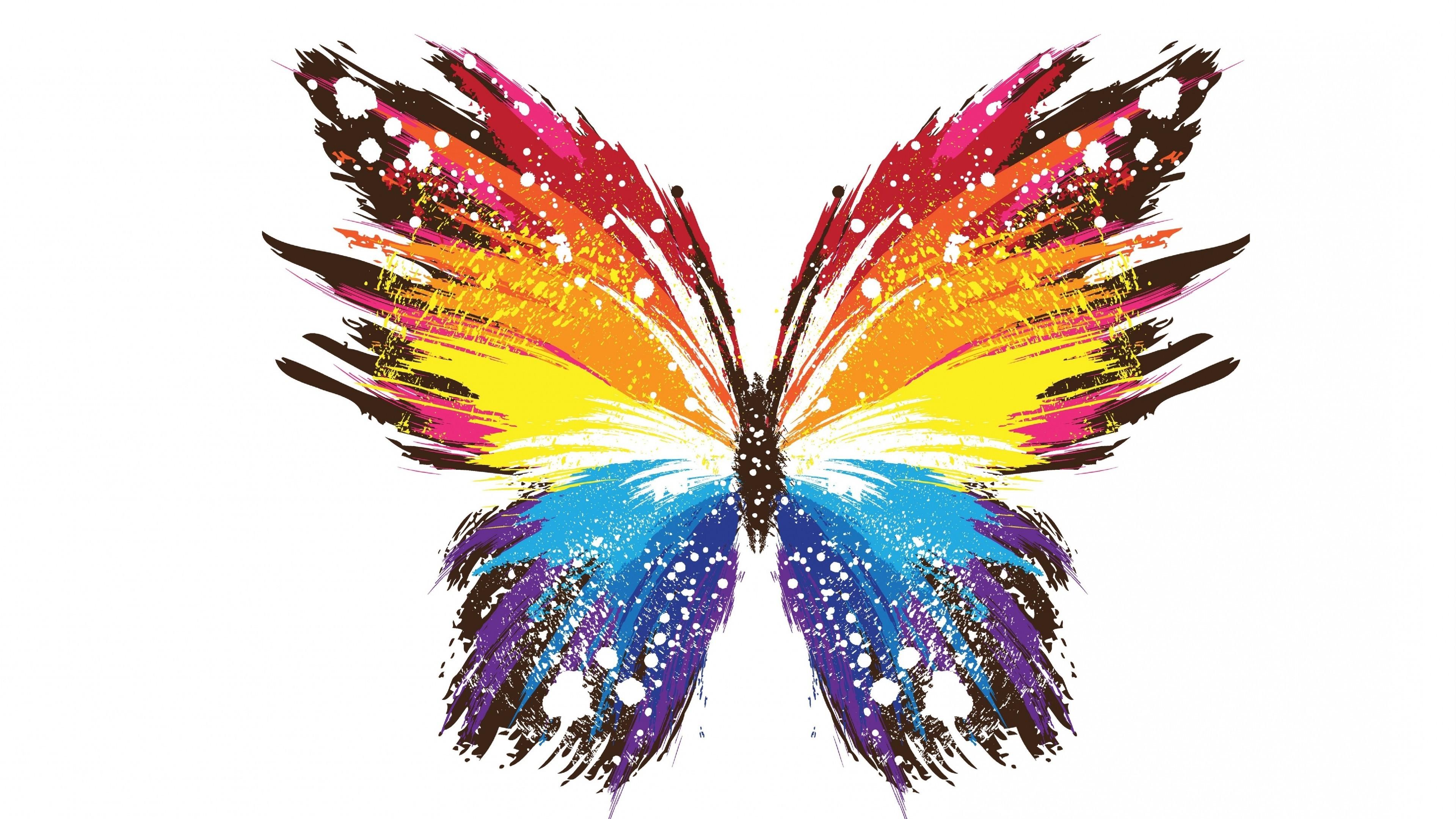 3840x2160 abstract, Butterfly, Paint Splatter, White Background Wallpaper HD / Desktop and Mobile Background