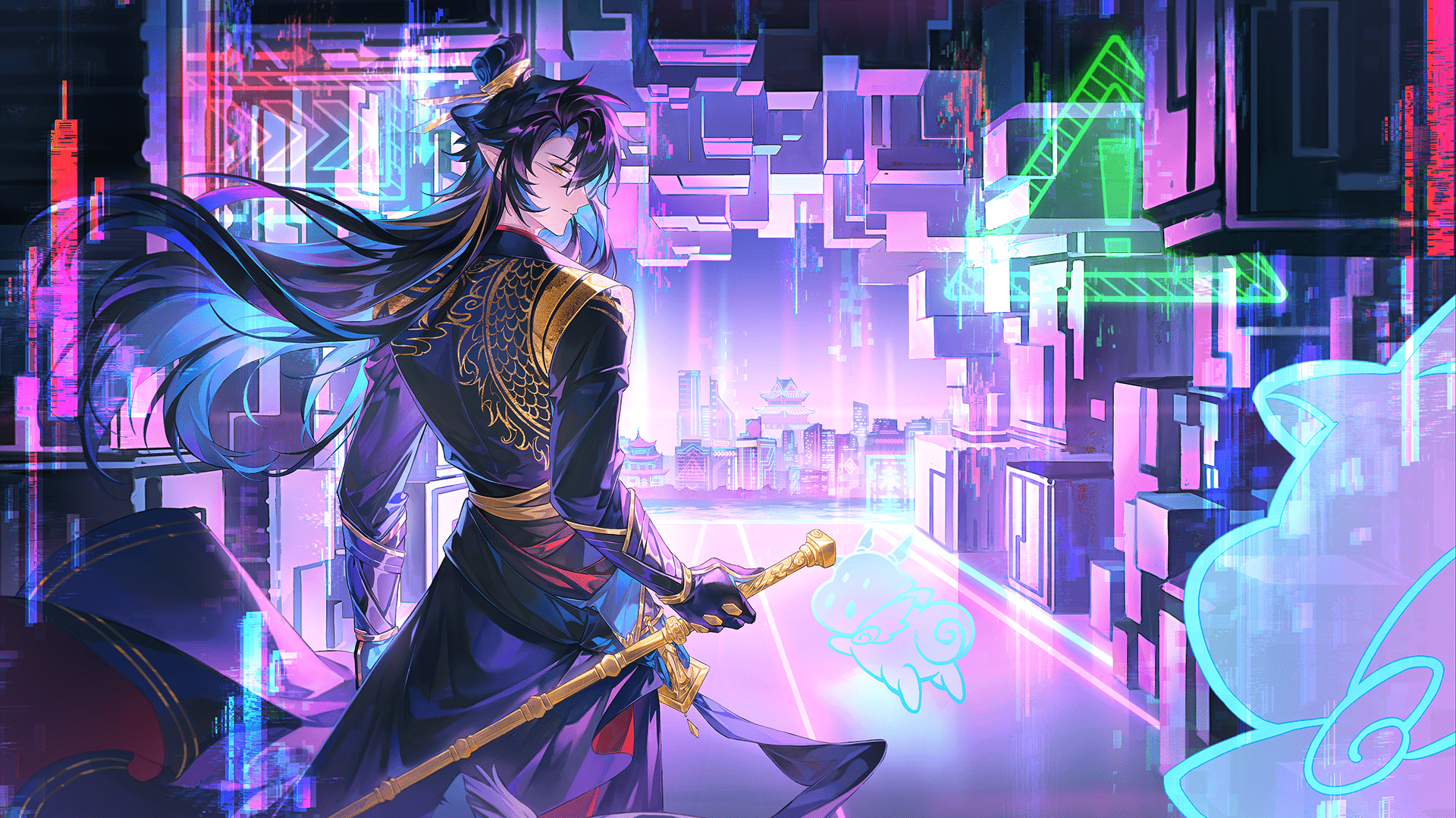 1920x1080 Anime Boys Chinese Clothing Digital Art Wallpaper:1920x1080