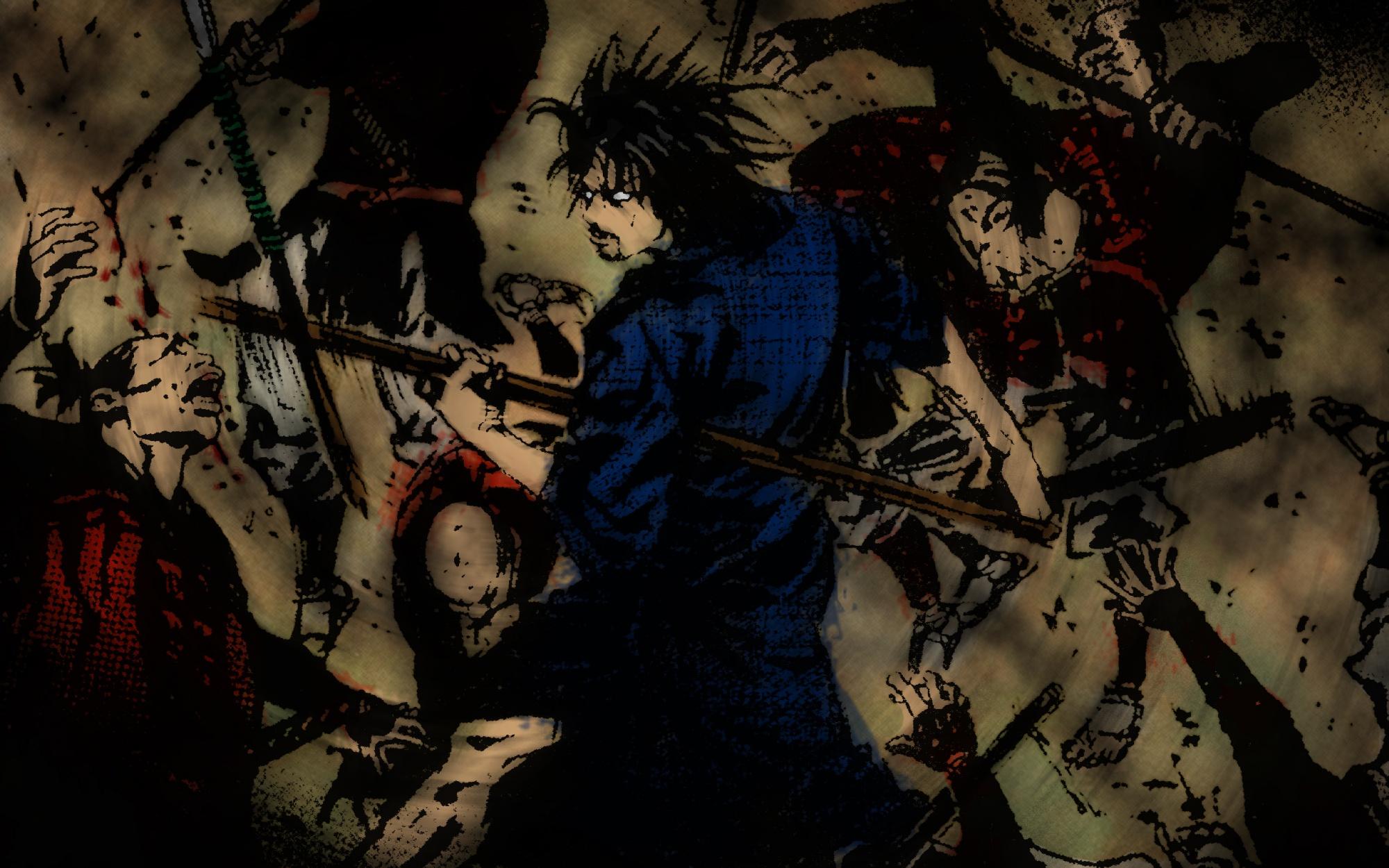 2000x1250 blood miyamoto musashi polychromatic spear vagabond weapon. konachan.net.com Anime Wallpaper