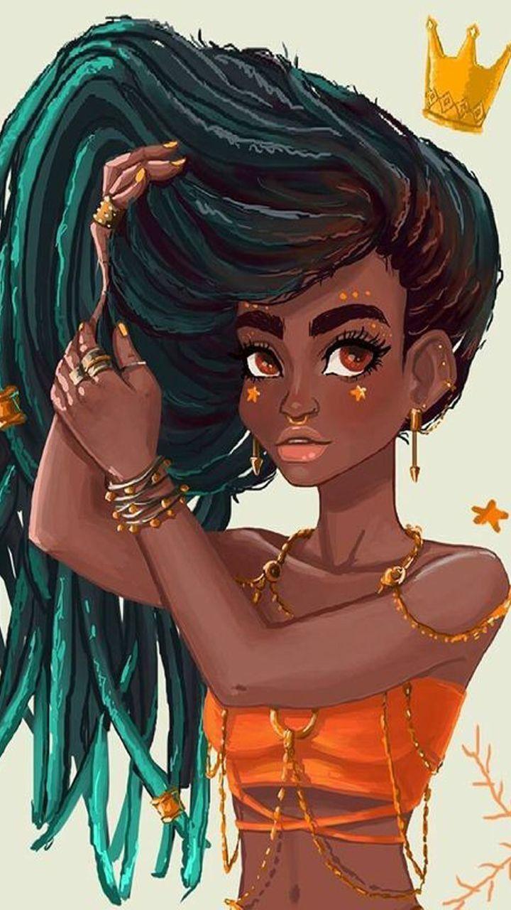 720x1280 Cute Black Girl Art Wallpaper