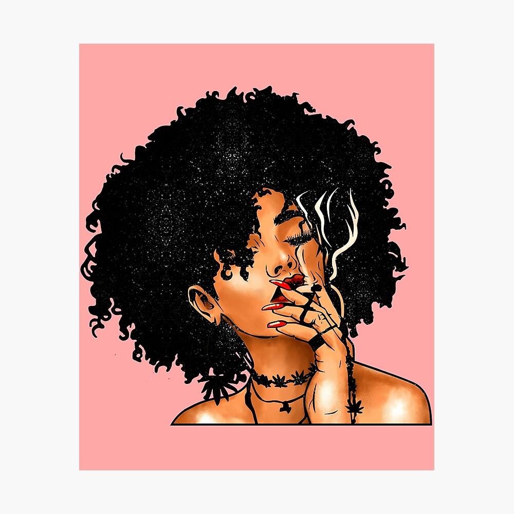 1000x1000 Smoking Ebony Girl Chocolate Cocoa Caramel Honey Melanin Afro Art Poster