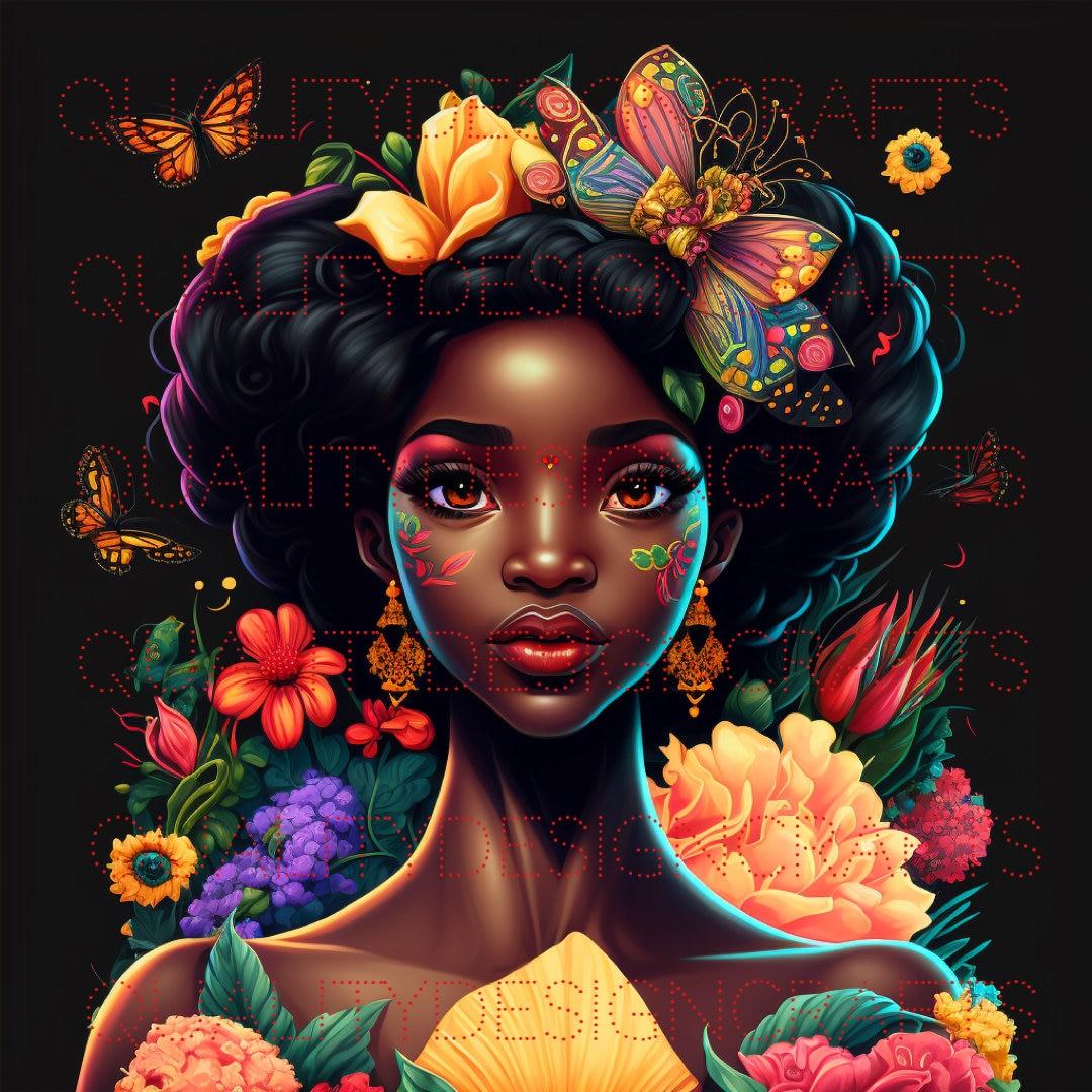 1080x1080 Beautiful Black Girl Magic Melanin Black Woman PNG Afro