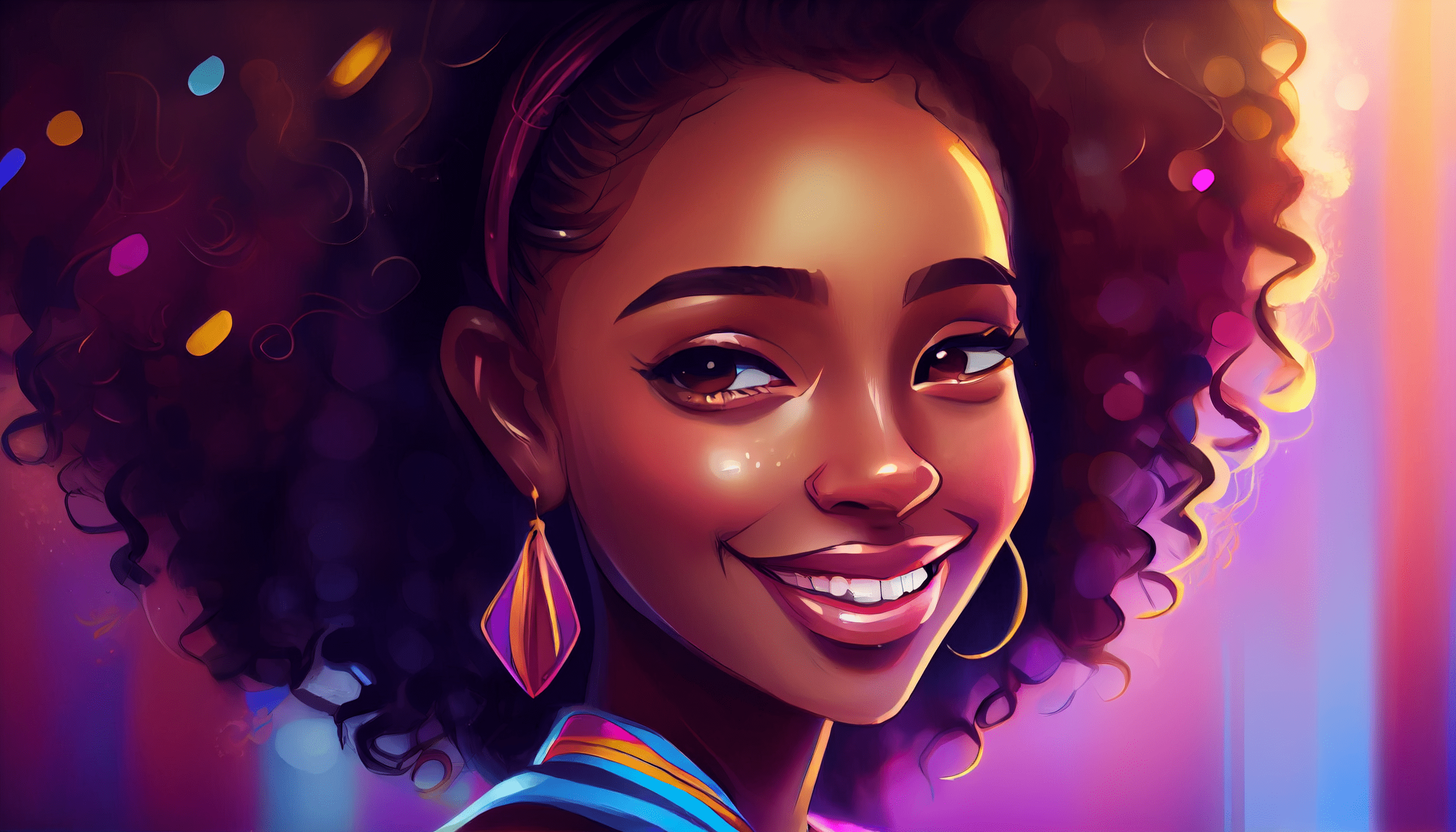 2688x1536 Ai Art Women Illustration Afro Smiling Dark Skin Wallpaper:2688x1536