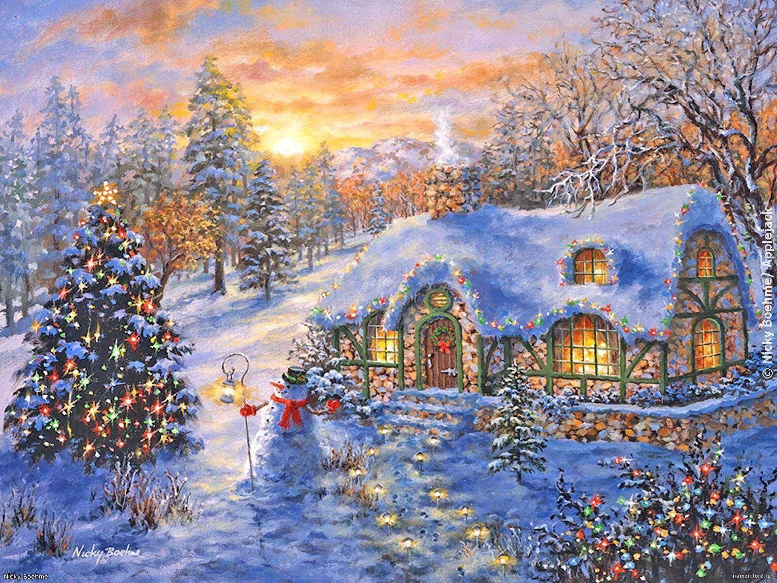 1600x1200 Christmas fairy tale, drawed, holidays, New year, winter 1600x1200