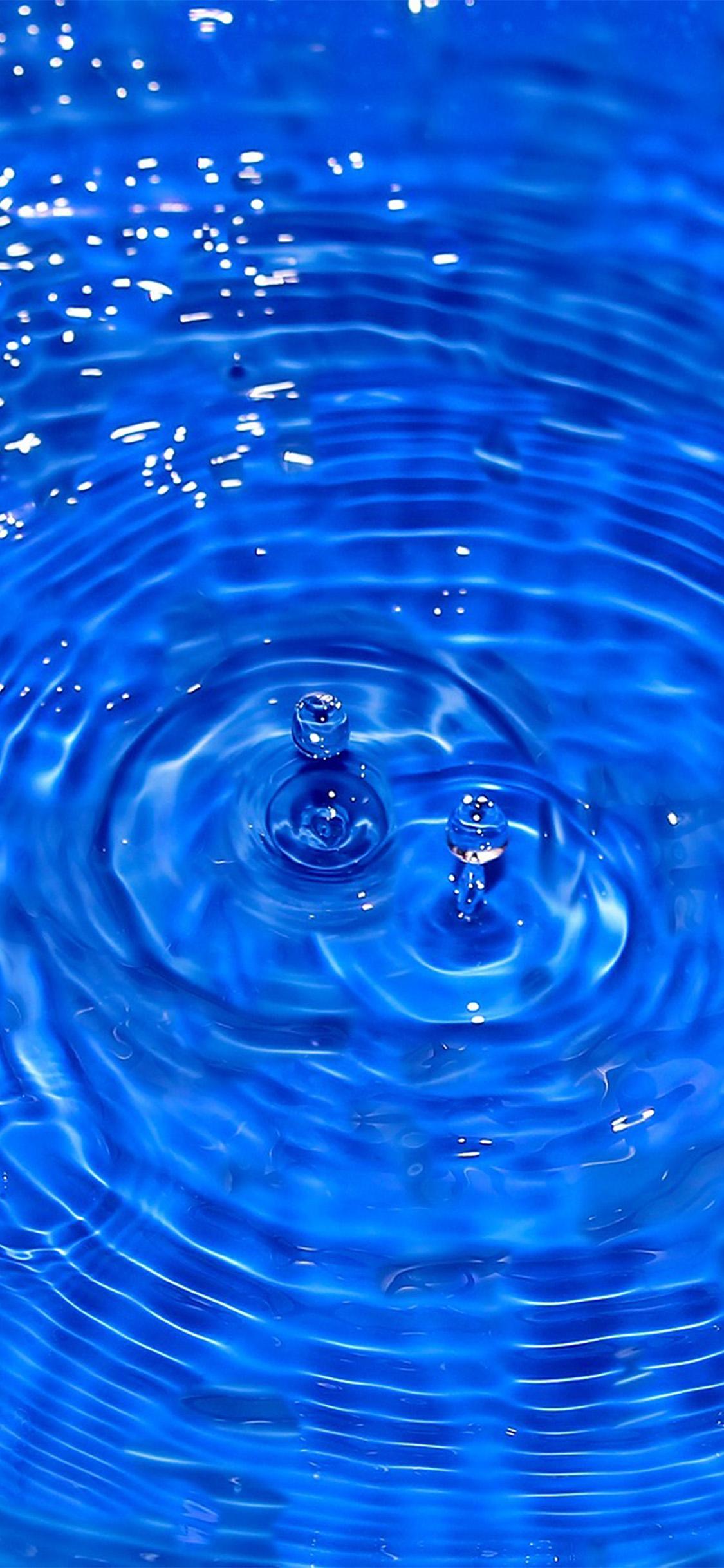 1125x2436 iPhone X wallpaper. water drop wave pattern nature blue
