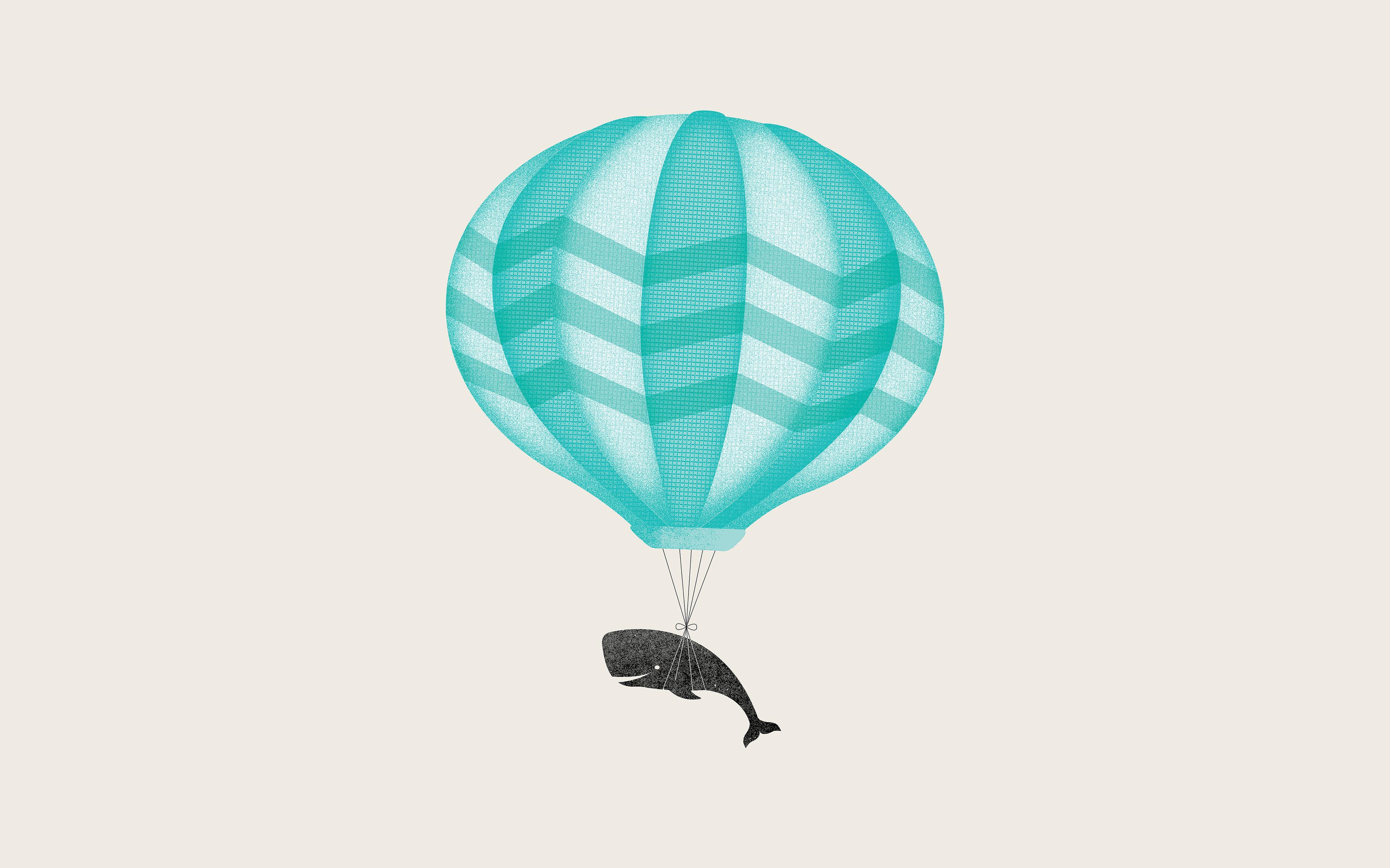 3840x2400 wallpaper for desktop, laptop. cute illustration whale balloon art