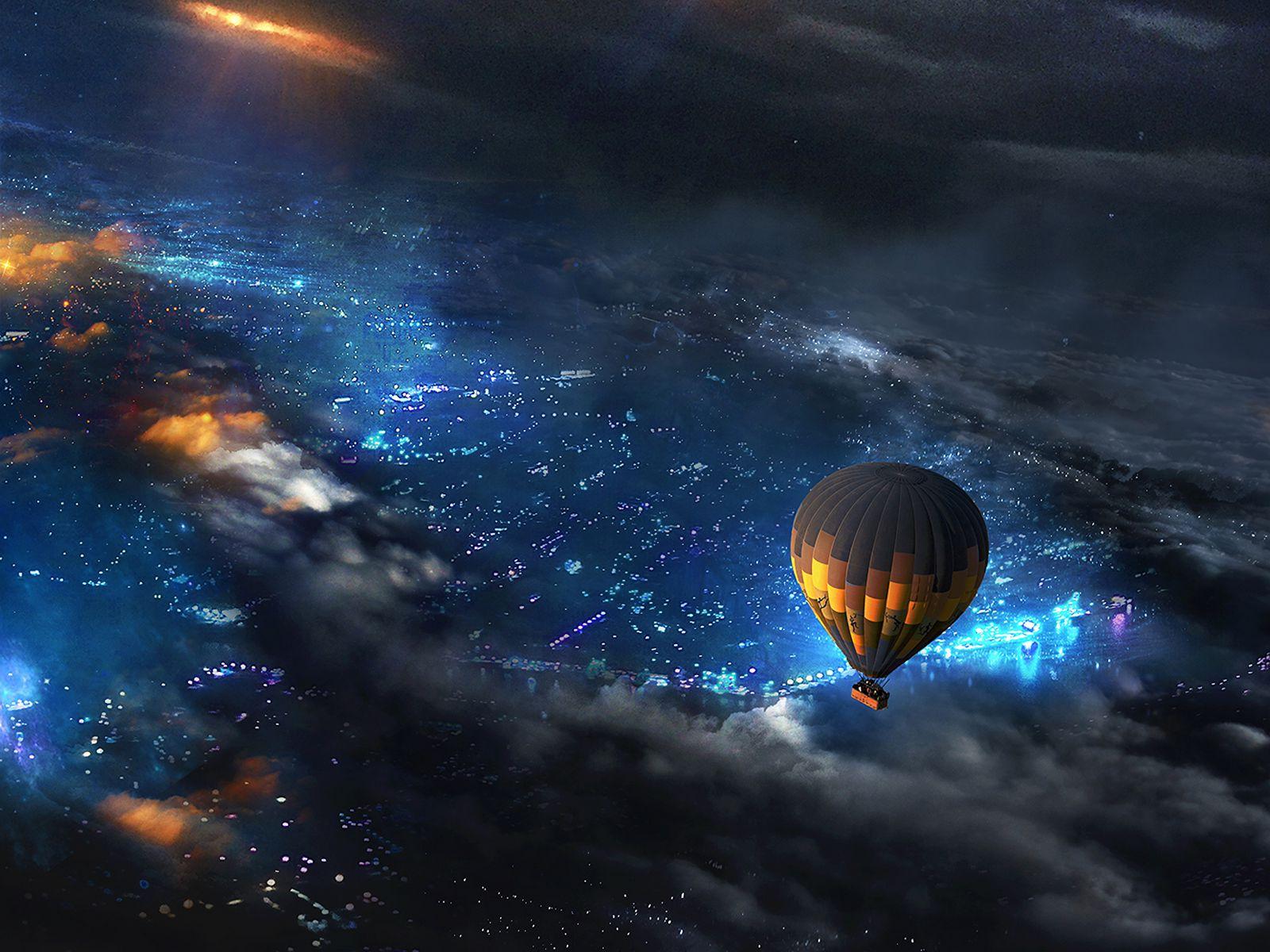 1600x1200 Download wallpaper 1600x1200 balloon, aerostat, space, sky, art standard 4:3 HD background