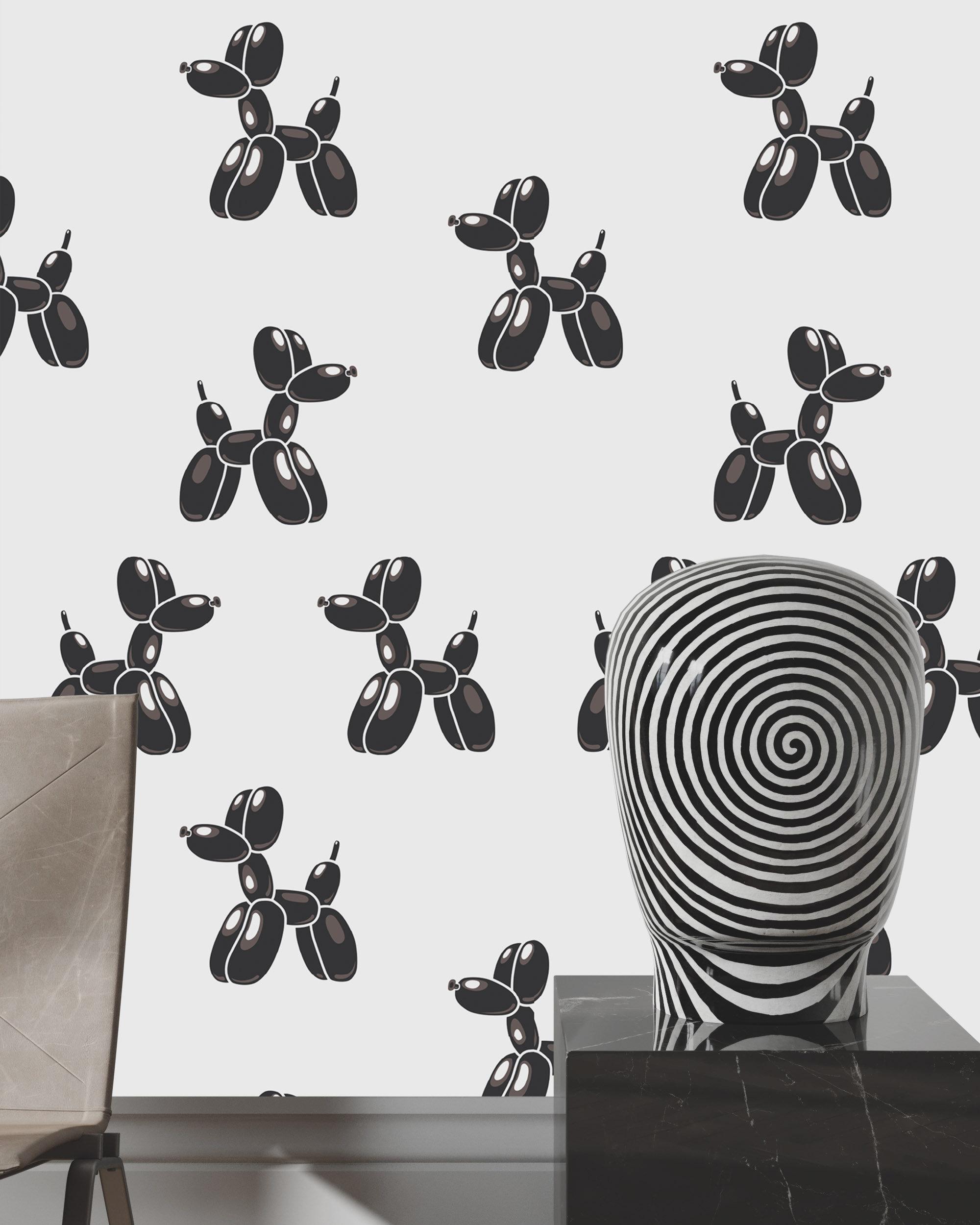 2000x2500 Dog Balloon Wallpaper, Black and White Modern Art Wall Decor, Artistic Wall Art