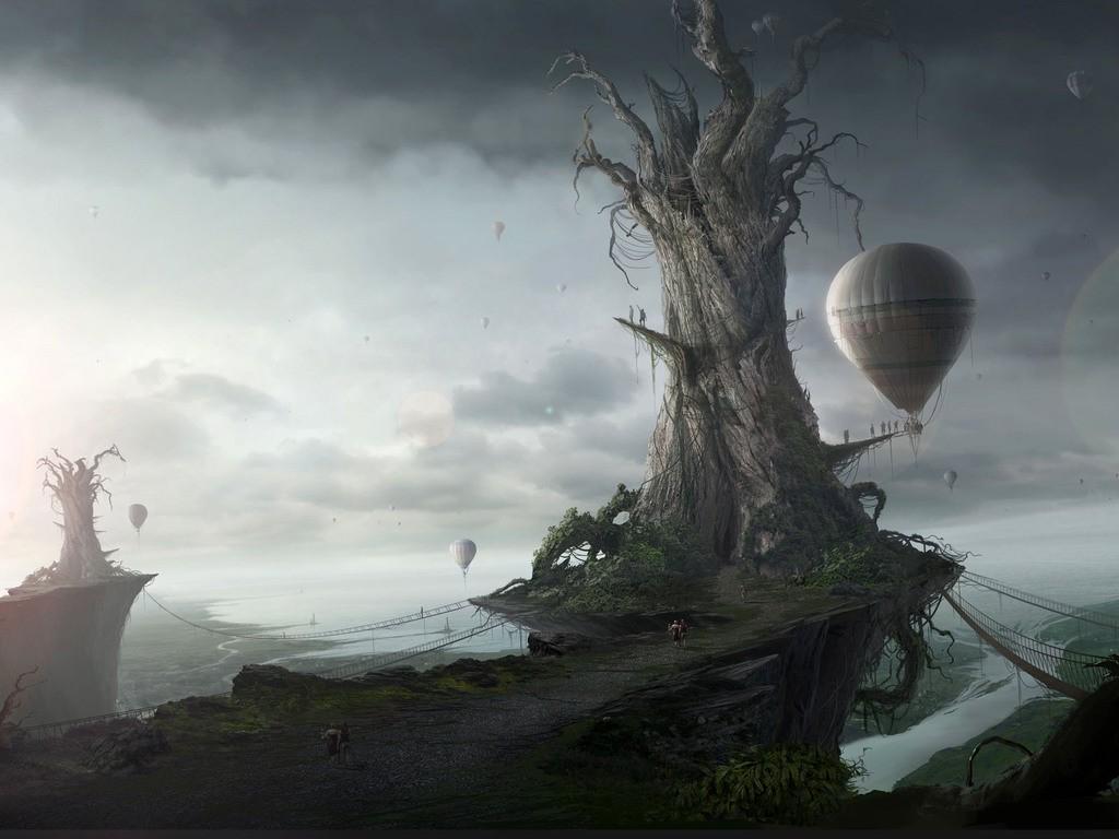1024x768 hot Air Balloons, Fantasy Art Wallpaper HD / Desktop and Mobile Background