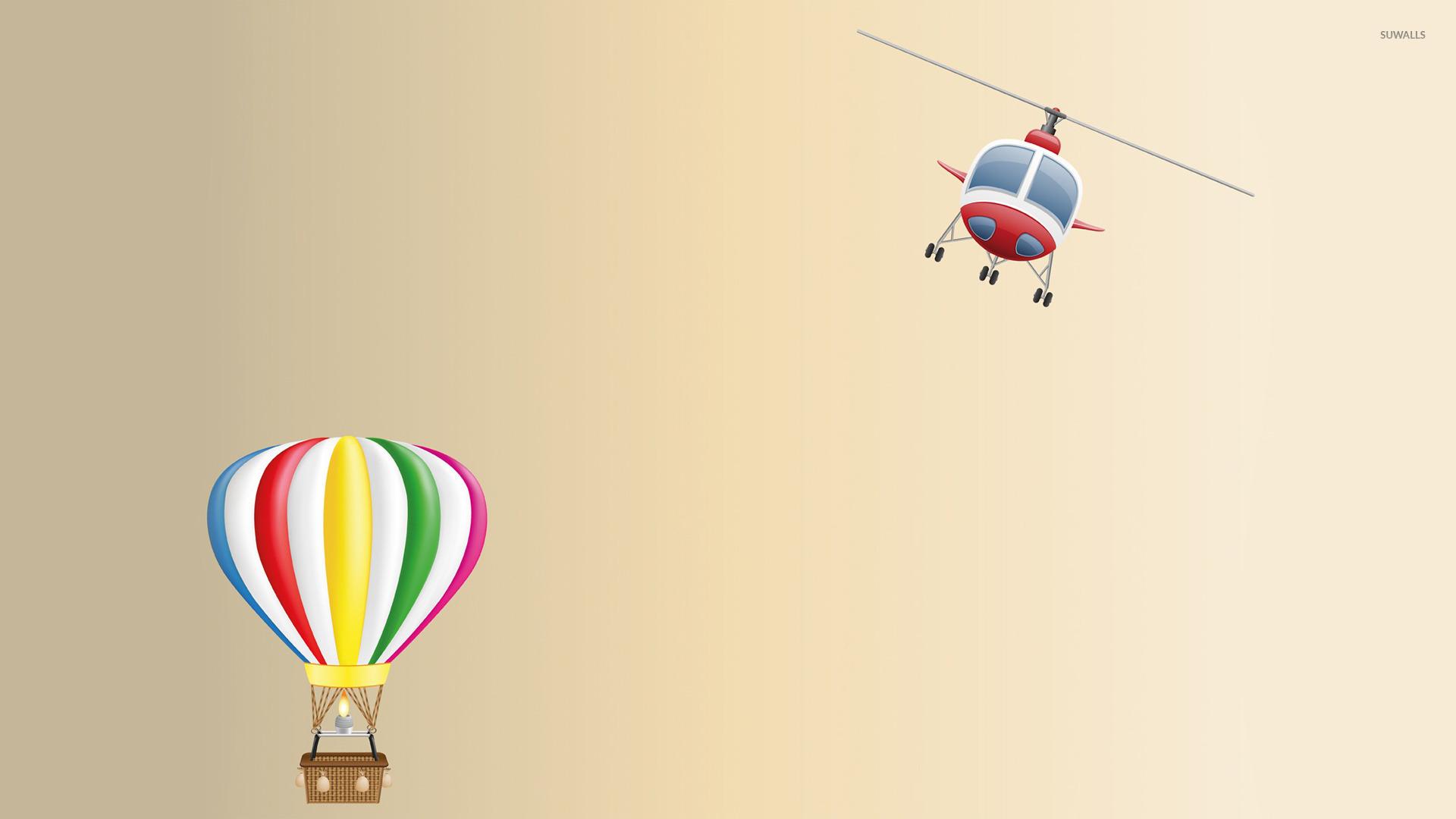1920x1080 Hot air balloon and helicopter wallpaper Art wallpaper