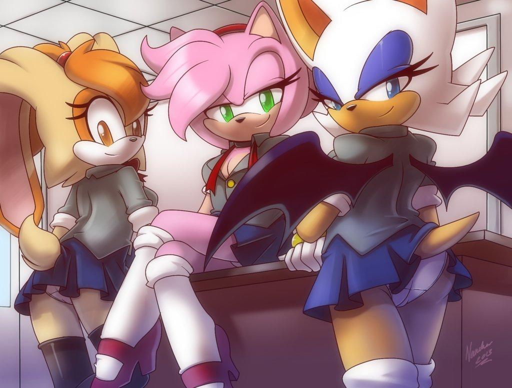 1024x777 amy rose animal animal ears cream the rabbit nancher rouge the bat sonic the hedgehog. konachan.net.com Anime Wallpaper