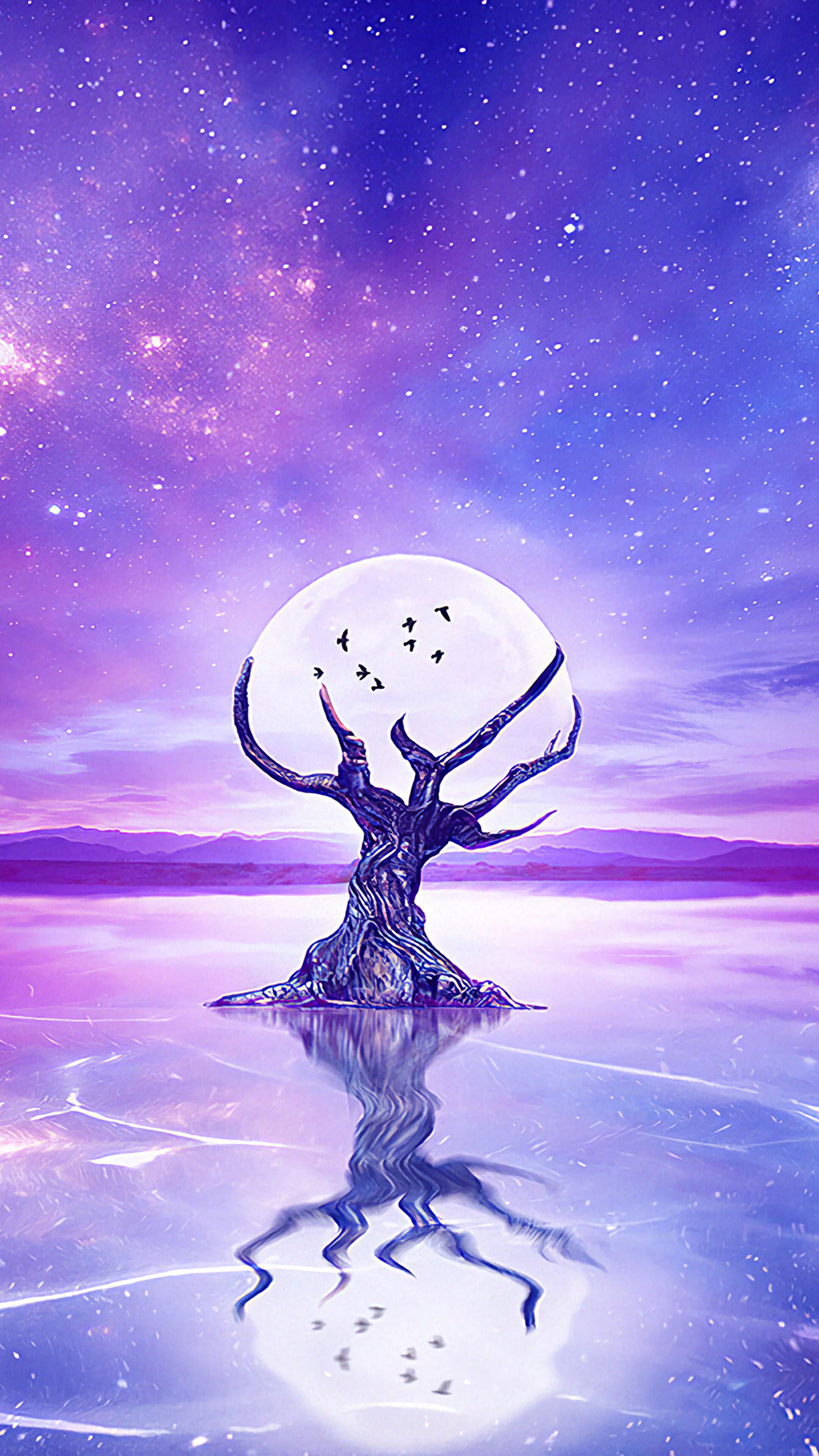 2160x3840 Moon, Night, Sky, Landscape, Scenery, Digital Art, 4k Gallery HD Wallpaper