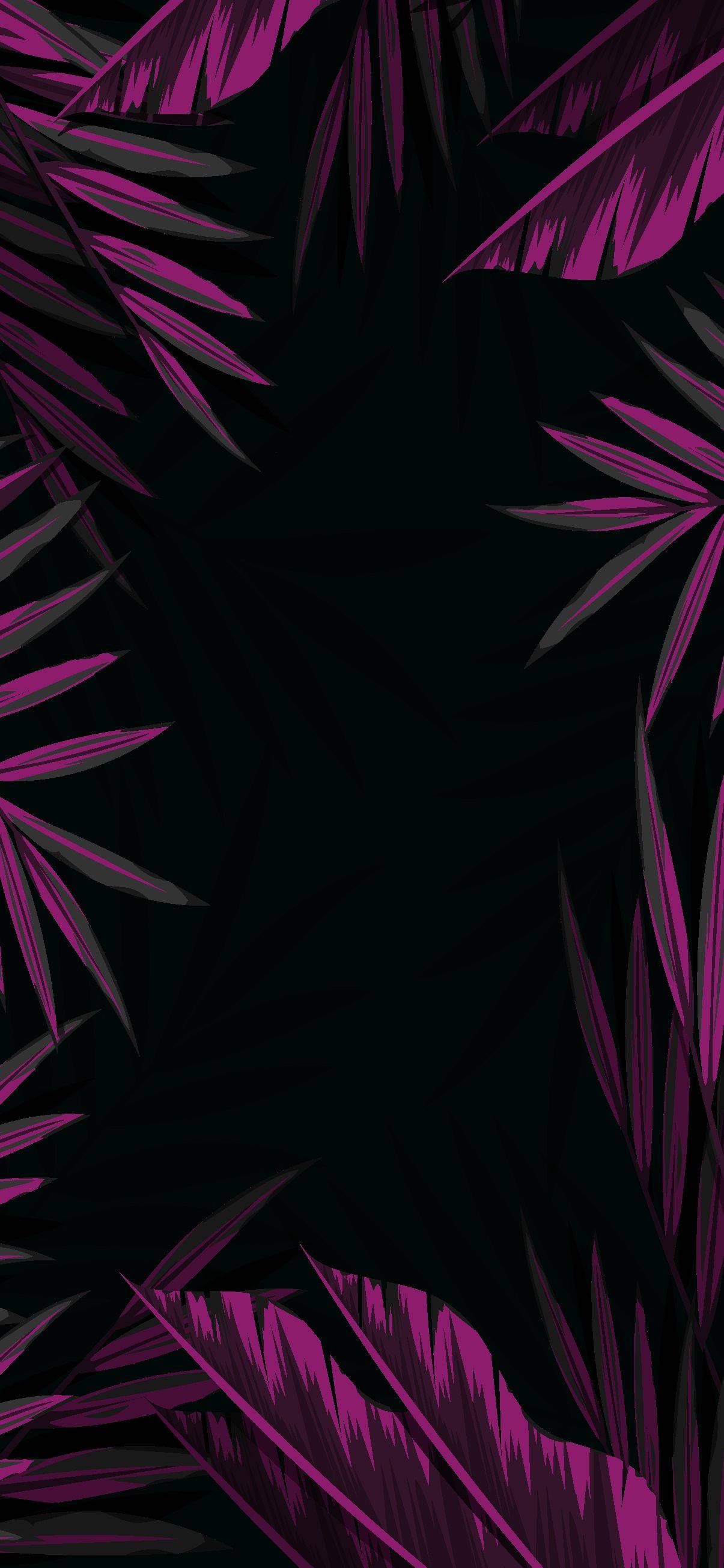 1205x2609 Download Purple Aesthetic Phone Leaves Wallpaper