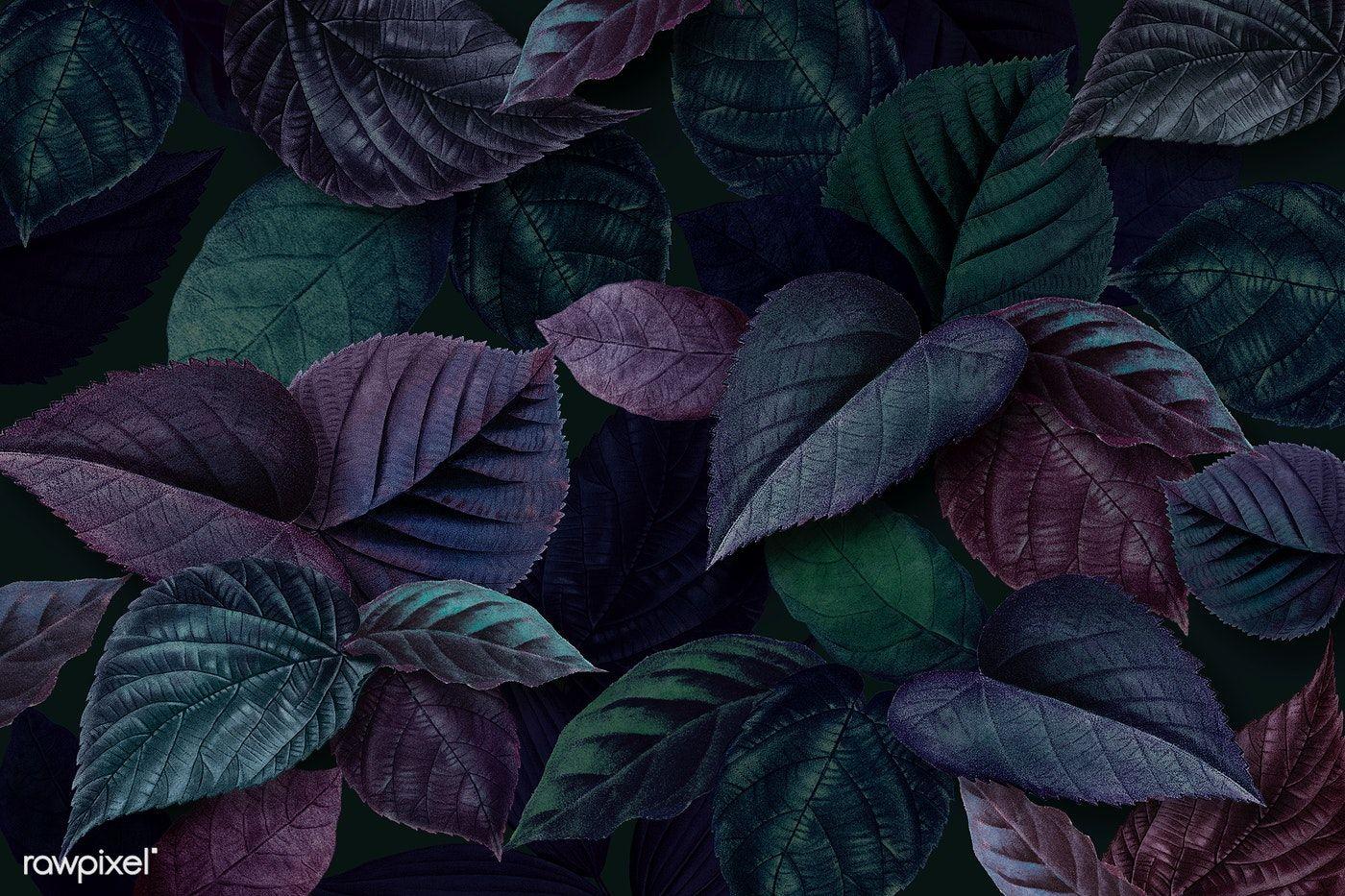 1400x933 Metallic green and purple leaves textured background. free image by rawpixel.com / Minty. Verde e roxo, Folhas de plantas, Molduras decoradas
