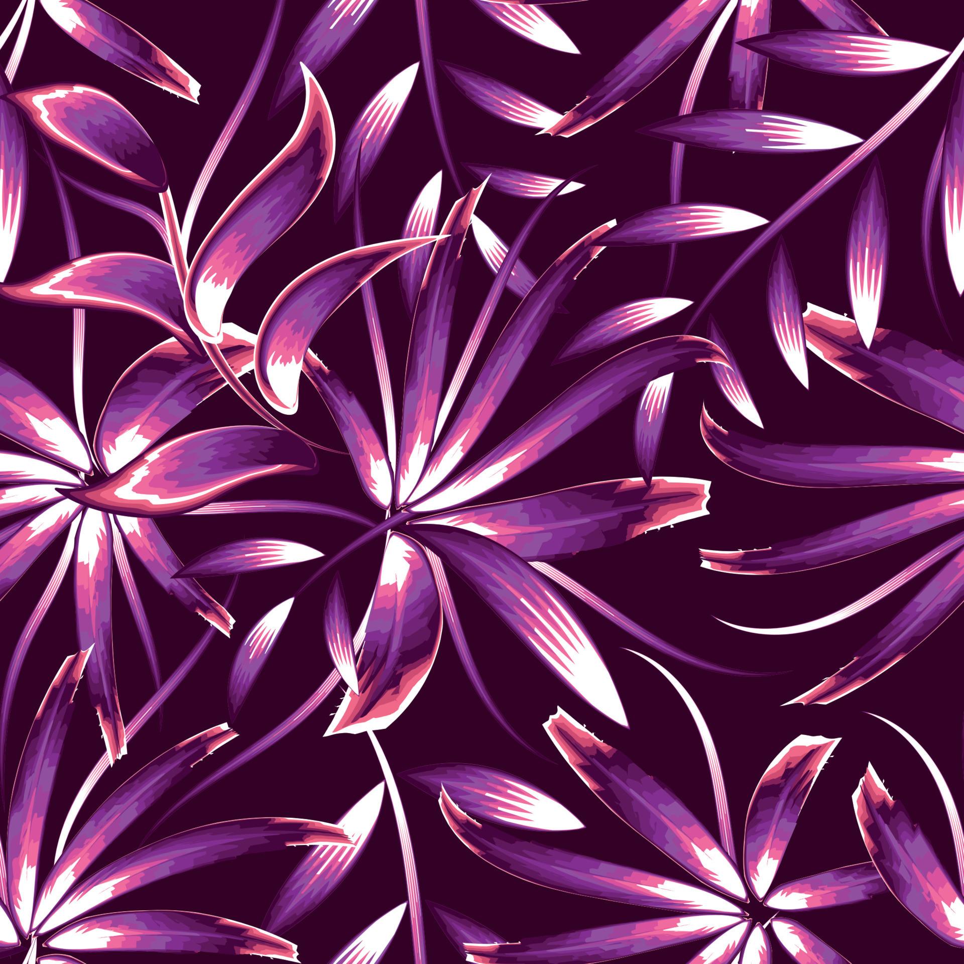 1920x1920 purple bamboo leaves seamless pattern with tropical plants and foliage on dark background. jungle wallpaper. nature background. tropical wallpaper. Exotic tropics. Summer design. fashionable texture