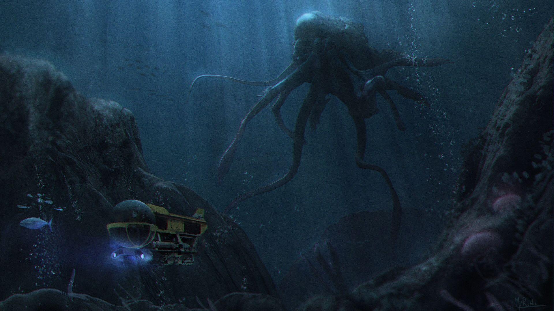 1920x1080 monster wallpaper (1920x1080). Dark artwork, Subnautica concept art, Cosmic horror
