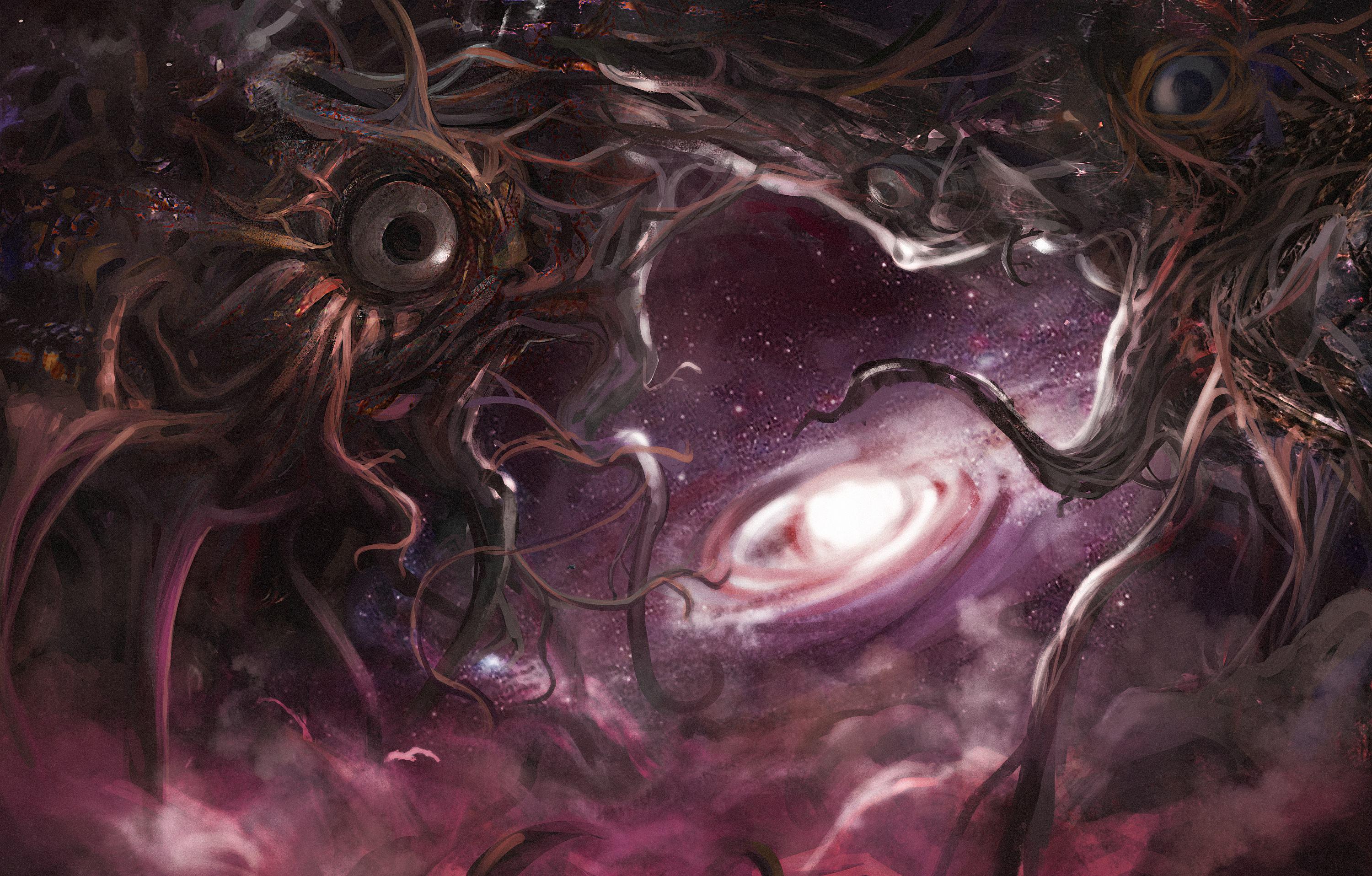 3000x1915 Space Artwork Horror Eyes Space Art Creature Wallpaper:3000x1915