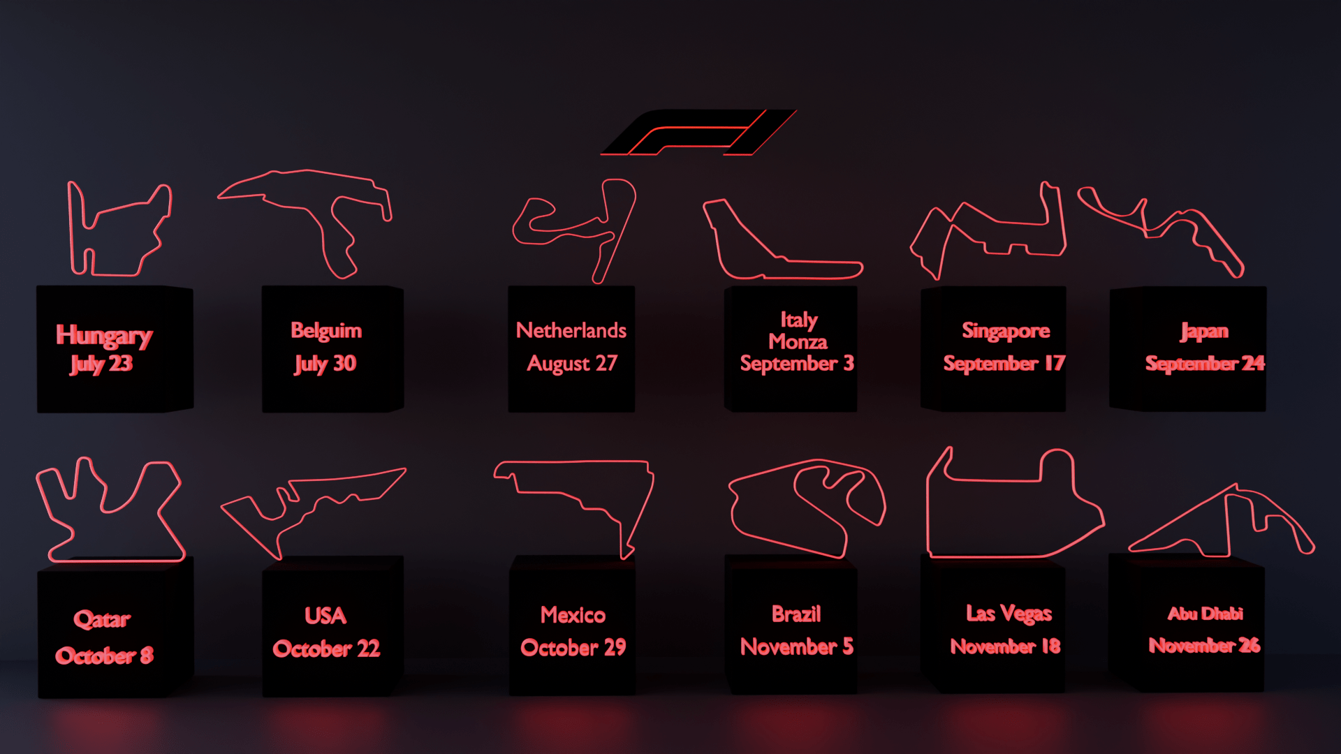1920x1080 F1 Calendar recreated in 3D
