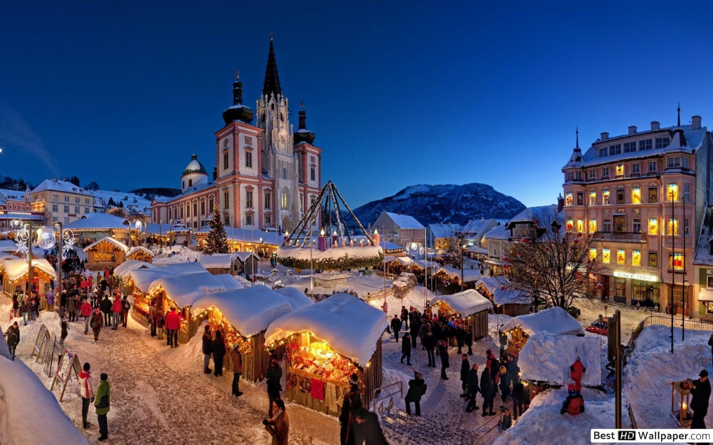 1440x900 Christmas festive fair in the city HD wallpaper download