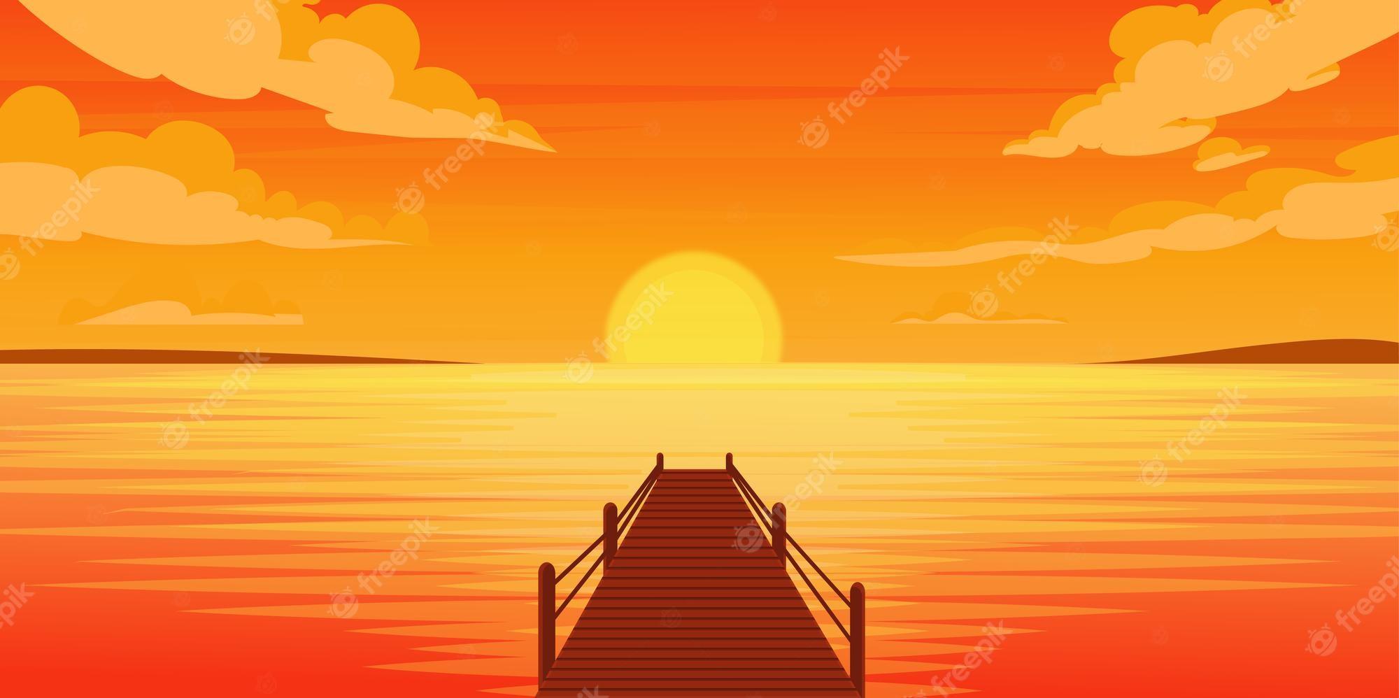 2000x998 Sunset background Vectors & Illustrations for Free Download