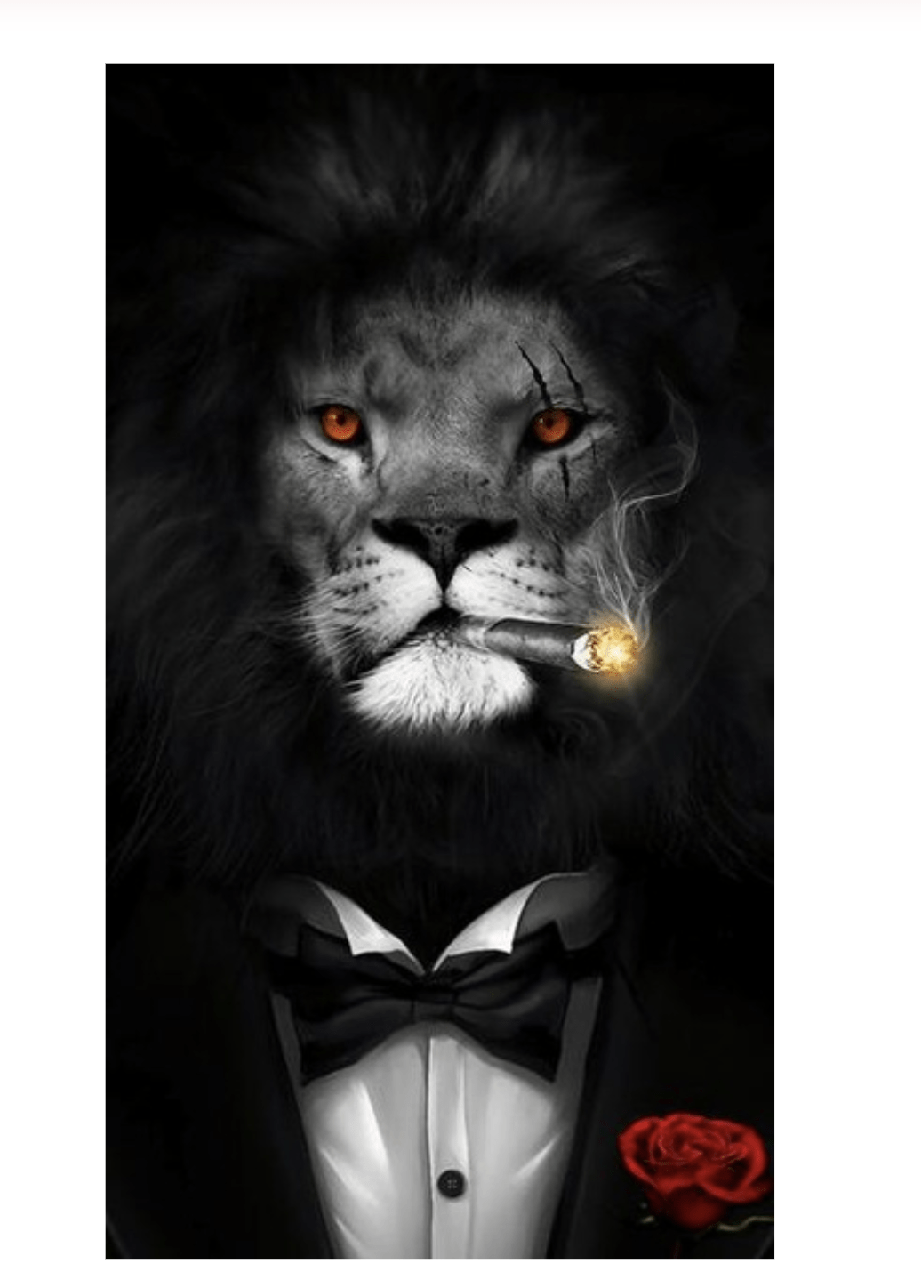 1036x1448 Funny Black Smoking Wild Lion Canvas Wall Art Gentleman Lion Posters Decoration